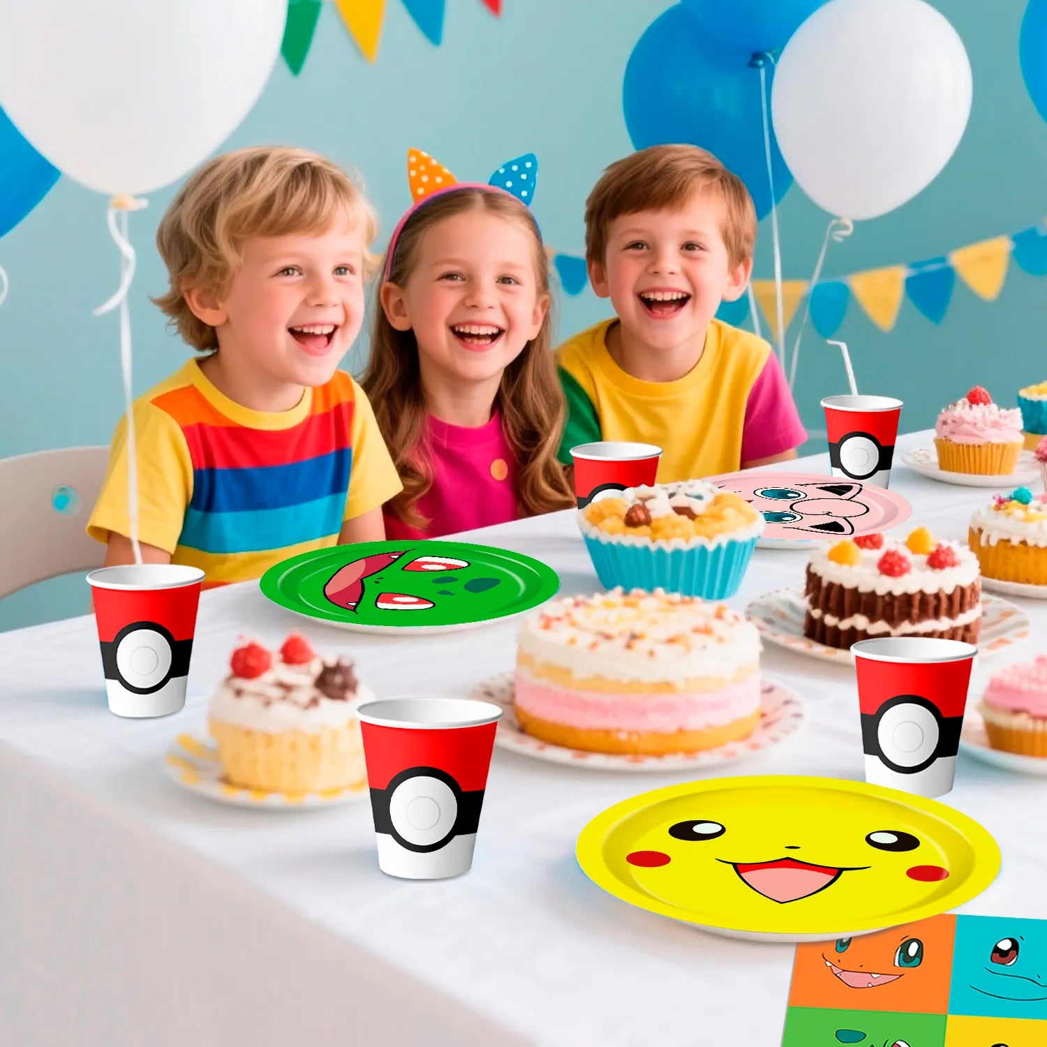 Pokemon Birthday Party Tableware Set, 120 Pcs Pokemon Plates & Napkins Party Supplies - 60 7"&9" Pokemon Party Plates, 30 Pokemon Napkins and 30 Pokemon Cups for Pokemon Birthday Party Decorations
