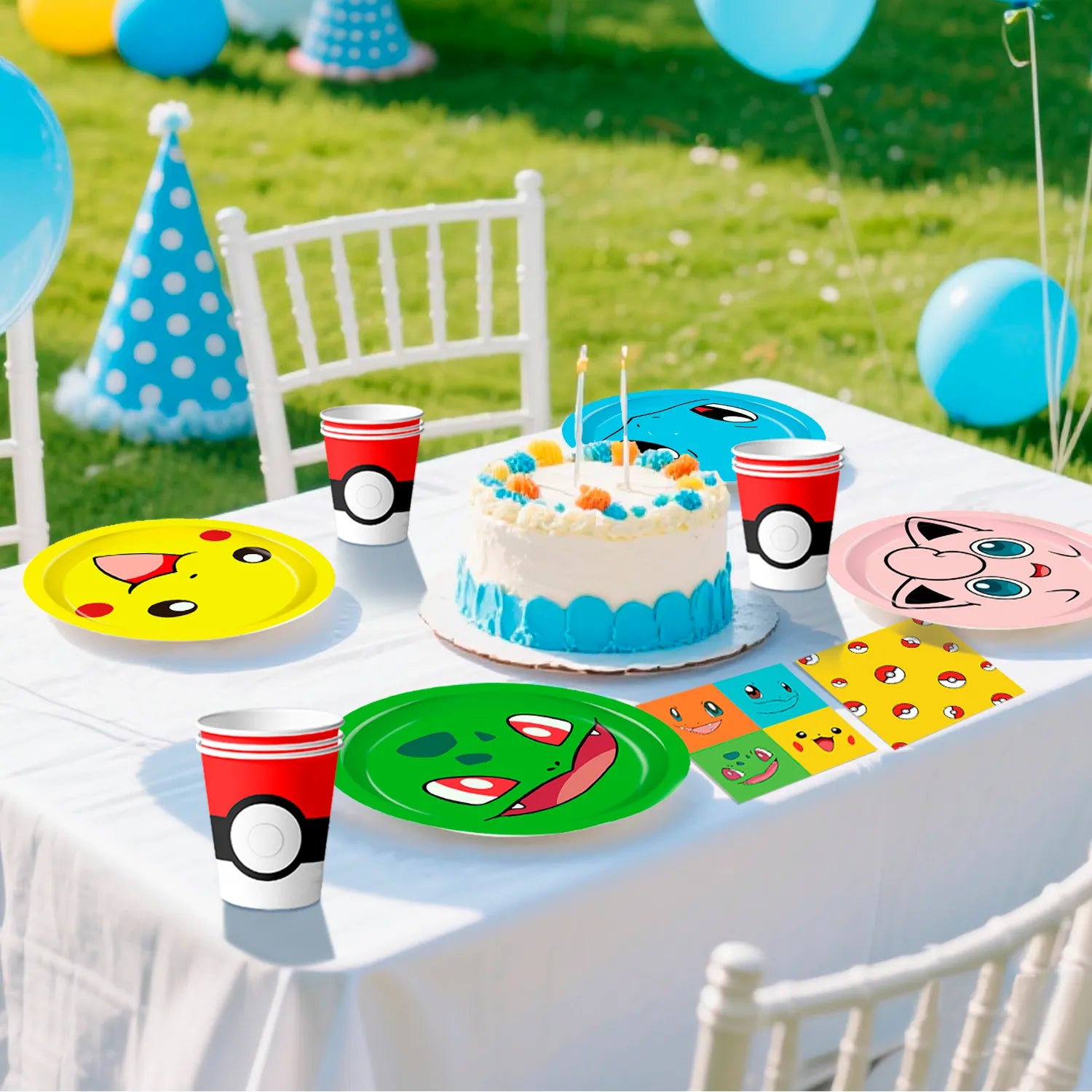 Pokemon Birthday Party Tableware Set, 120 Pcs Pokemon Plates & Napkins Party Supplies - 60 7"&9" Pokemon Party Plates, 30 Pokemon Napkins and 30 Pokemon Cups for Pokemon Birthday Party Decorations