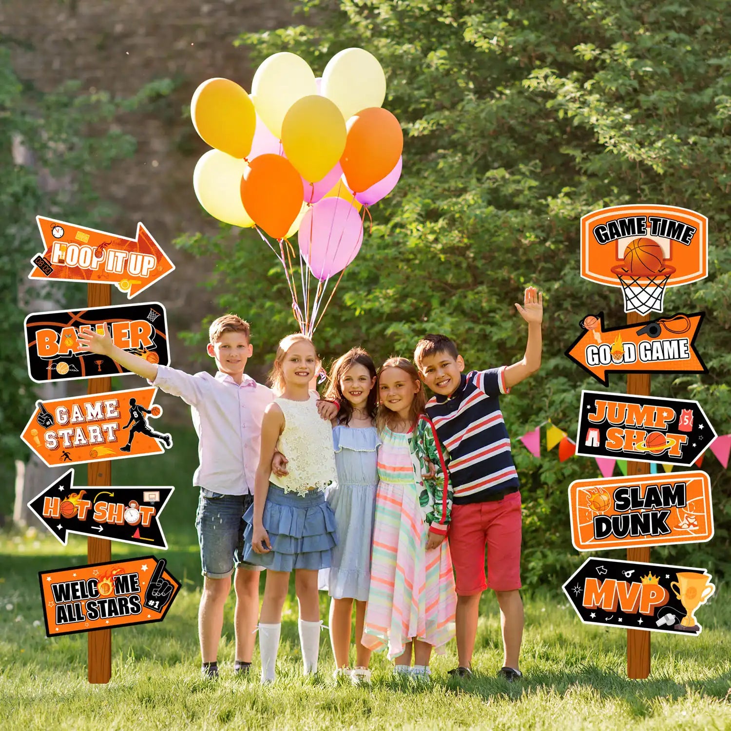 Basketball Party Sign, 20 Pcs Welcome Sign for Basketball Party, Basketball Party Yard Sign & Basketball Party Decorations Signs for Basketball Theme Party Decorations Supplies