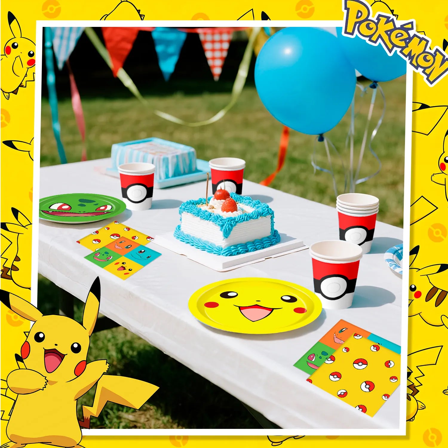 Pokemon Birthday Party Tableware Set, 120 Pcs Pokemon Plates & Napkins Party Supplies - 60 7"&9" Pokemon Party Plates, 30 Pokemon Napkins and 30 Pokemon Cups for Pokemon Birthday Party Decorations