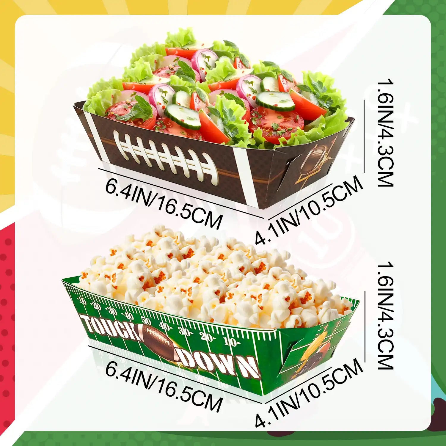 Football Party Paper Tray,36 Pcs Football Food Trays Set-Football Party Paper Food Trays,Football Paper Snack Tray&Football Trays for Food,for Football Party Decorations&Football Birthday Decorations