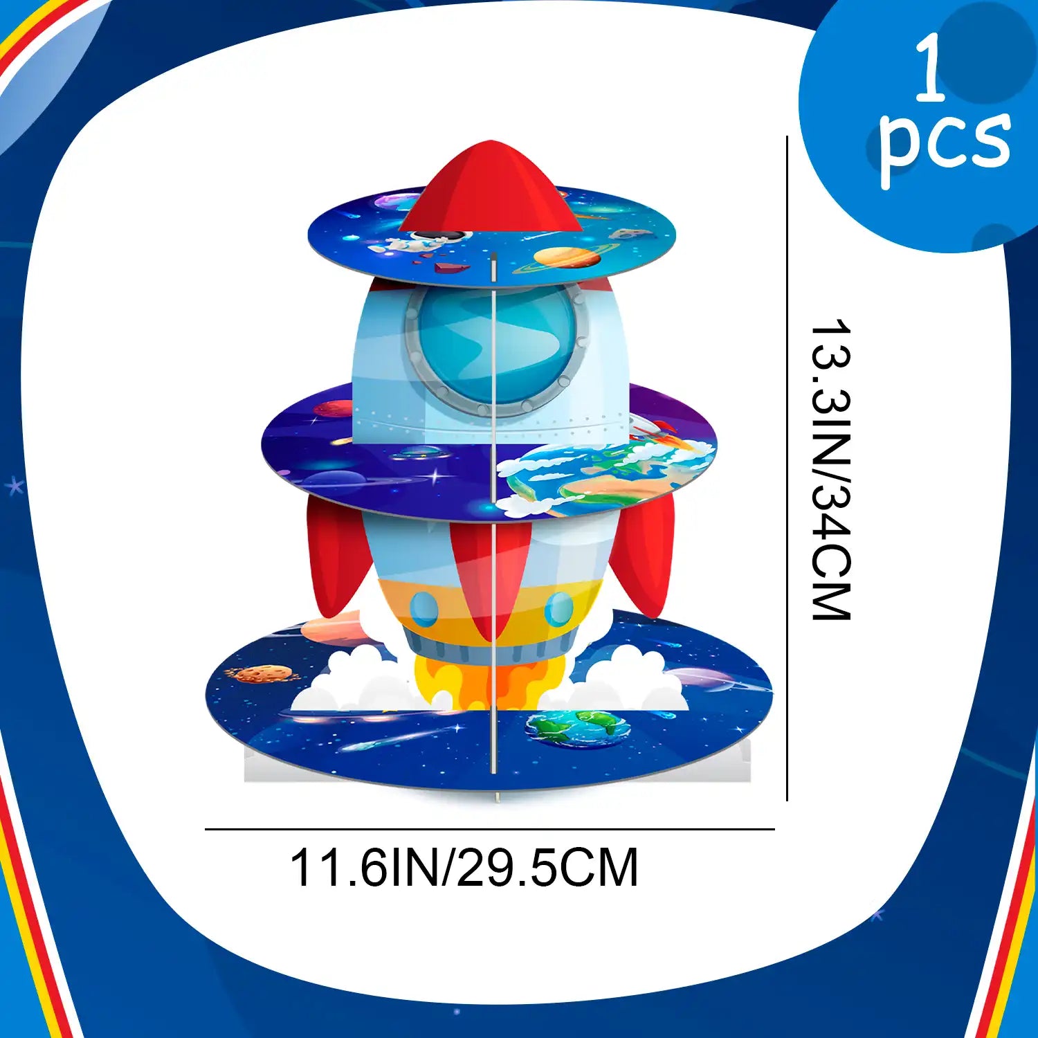 Space Cupcake Stand, 3 Tiers Space Theme Cupcake Stand, Space Cupcake Holder & Space Theme Dessert Tower, for Boys/Girls Space Themed Party Decorations & Outer Space Birthday Decorations