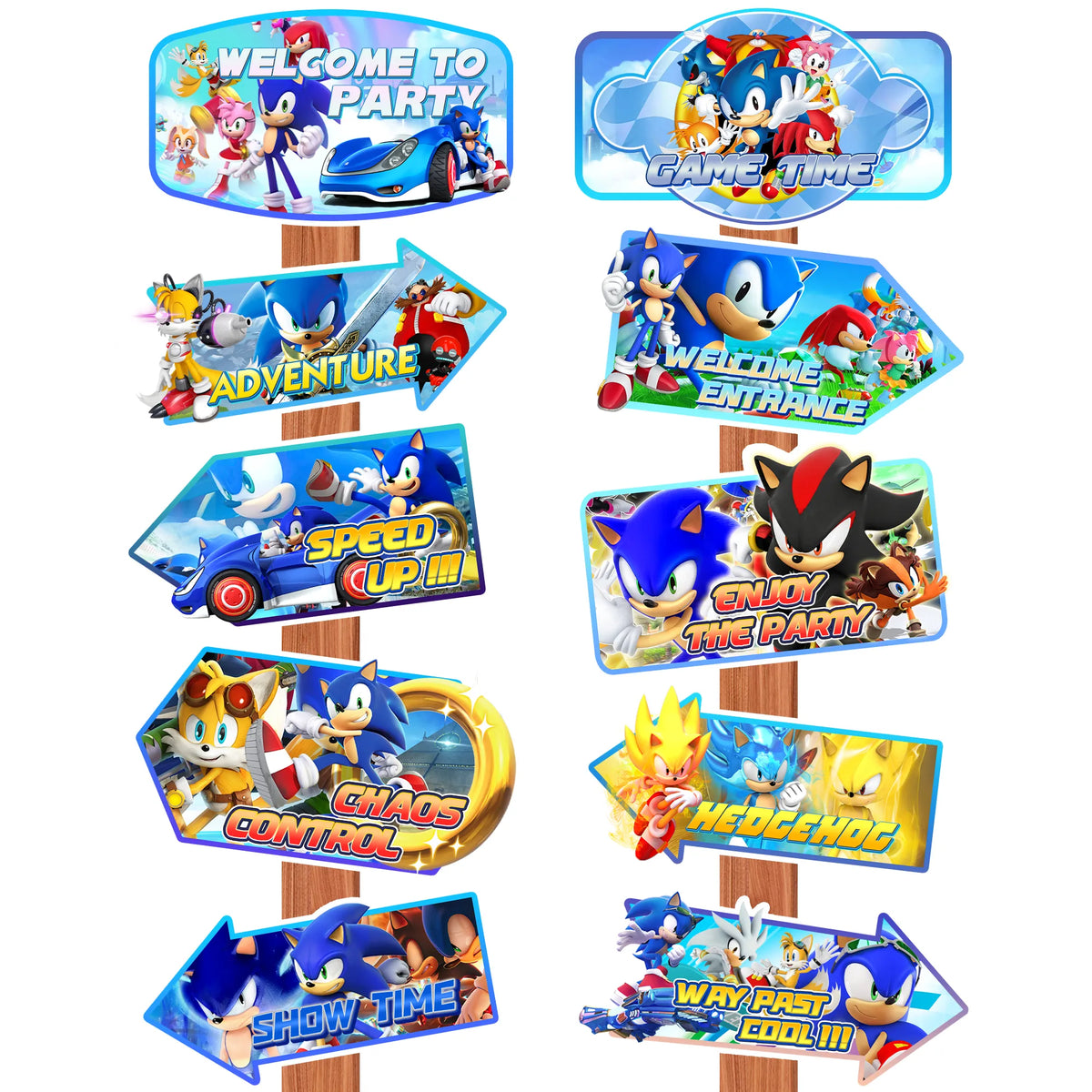 Sonic Fall Sign Posts Sonic Themed Party Directional Signs, 20pcs Sonic Directional Signs, S ...