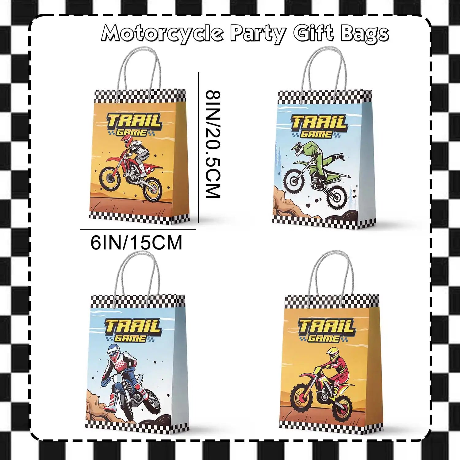 Motorcycle Party Gift Bags, 24 Pcs Dirt Bike Party Bags Set - Motocross Themed Party Favor Bags, Dirt Bike Party Gift Treat Bags & Dirt Bike Goodie Bags, for Dirt Bike Birthday Party Decorations