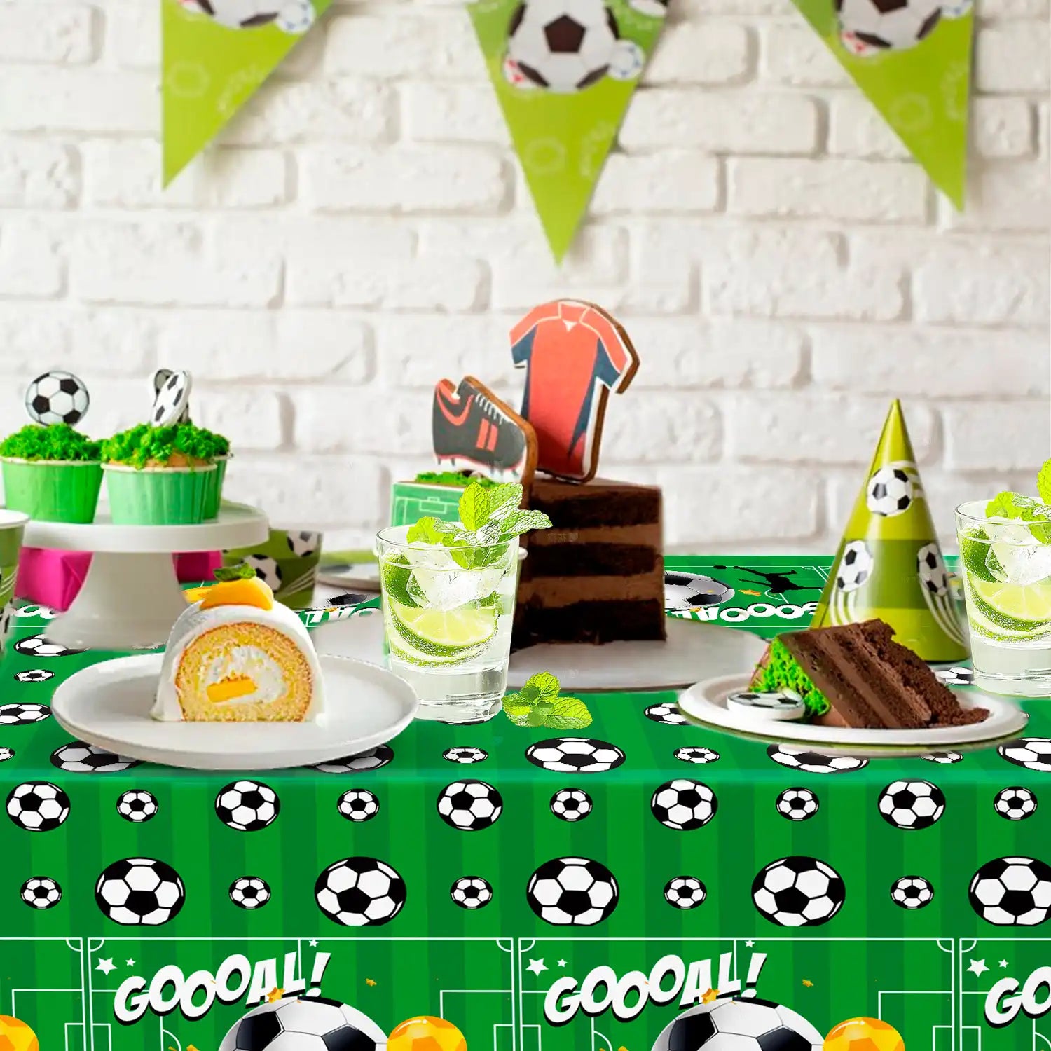 Soccer Tablecloth, 3 Pcs Soccer Party Tablecloth Set - Soccerball Party Tablecloth, Soccer Table Covers & Soccer Theme Table Cloth, for Soccer Party Decorations & Soccer Birthday Decorations