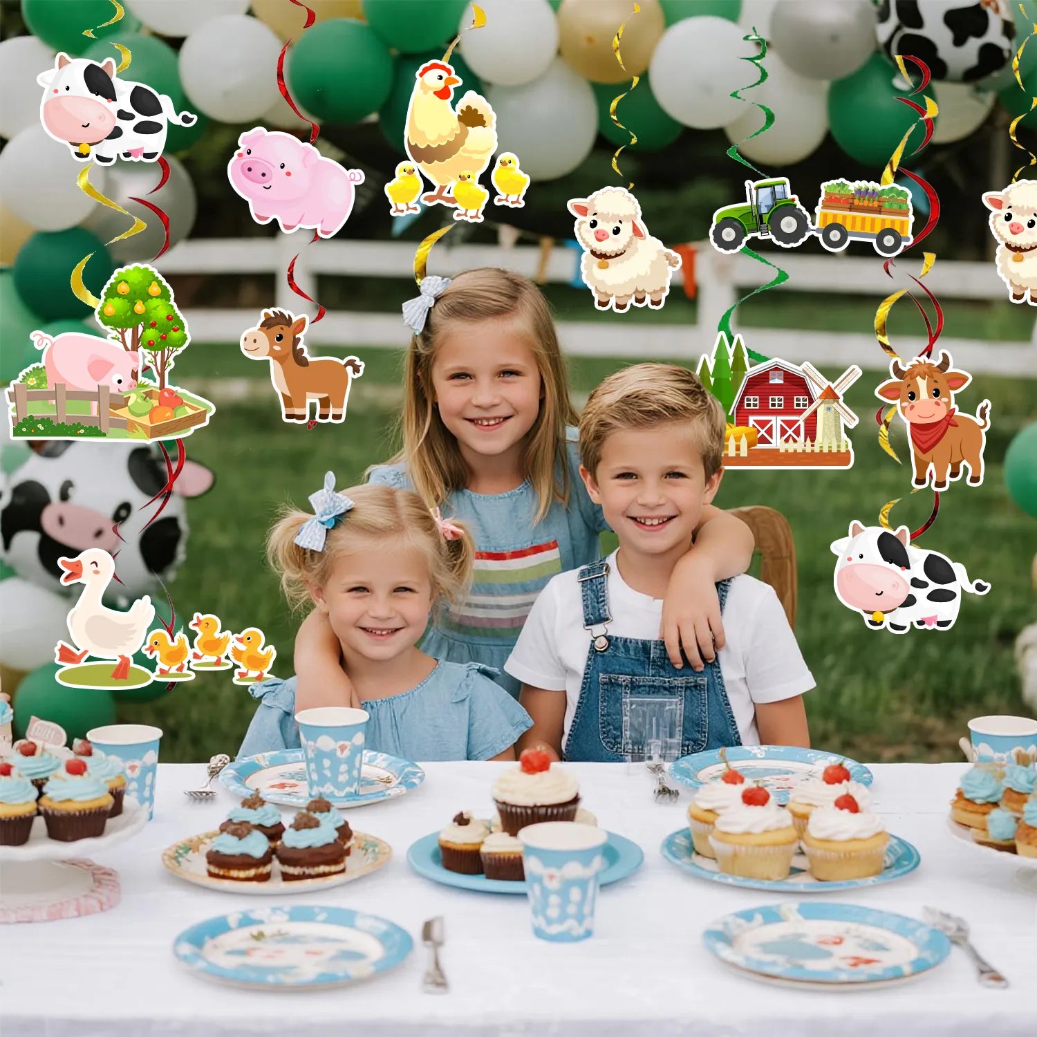 Farm Birthday Hanging Swirls for Farm Animals Party Decorations, 29pcs Barnyard Hanging Swirl/Farm Animal Hanging Foil Swirls/Farmhouse Hanging Swirls for Barnyard Theme Birthday Party Supplies