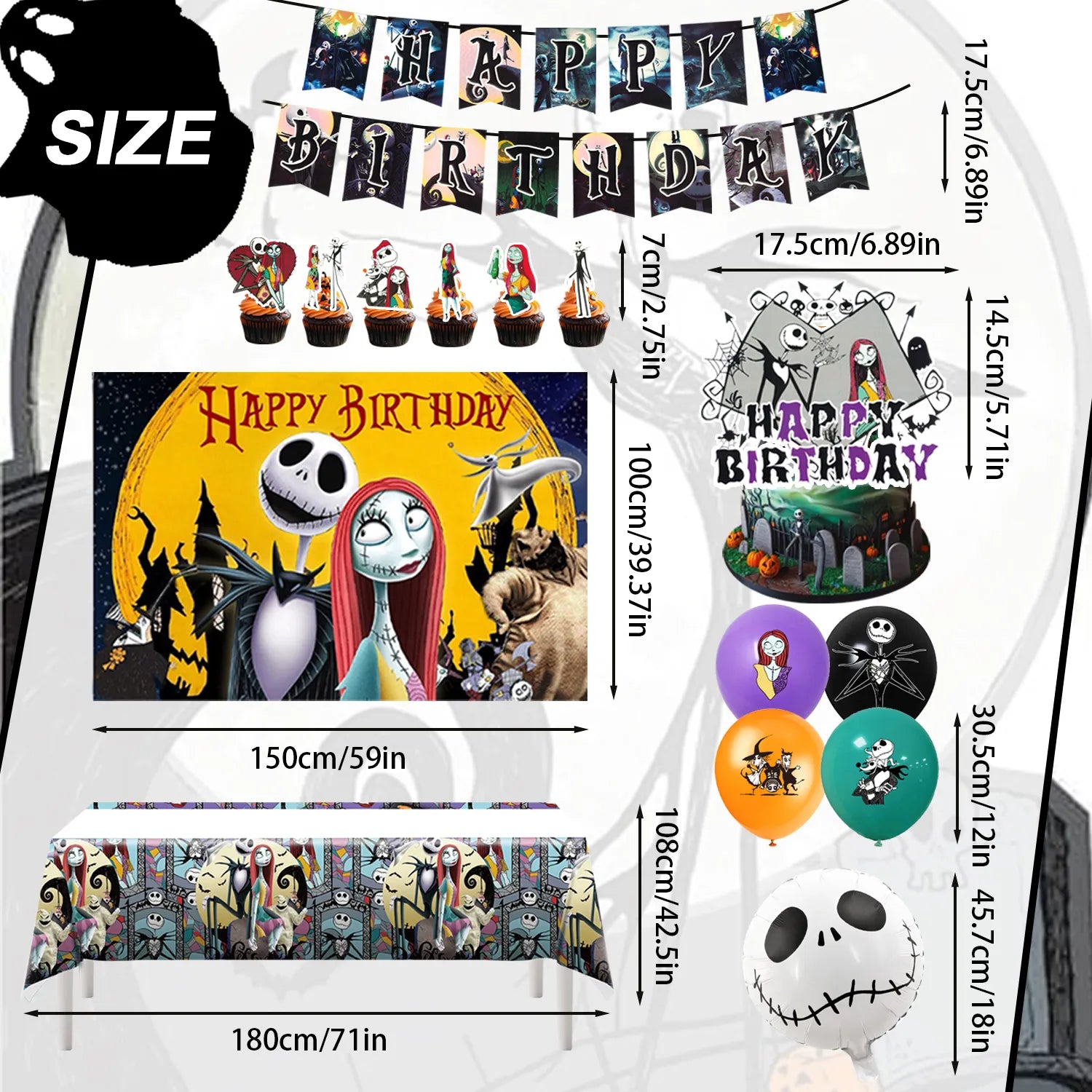 The Nightmare Before Christmas Party Decorations Kits - 29Pcs The Nightmare Before Christmas Banners Backdrop Tablecloth and  Balloons Cake Toppers etc. Christmas Party Supplies