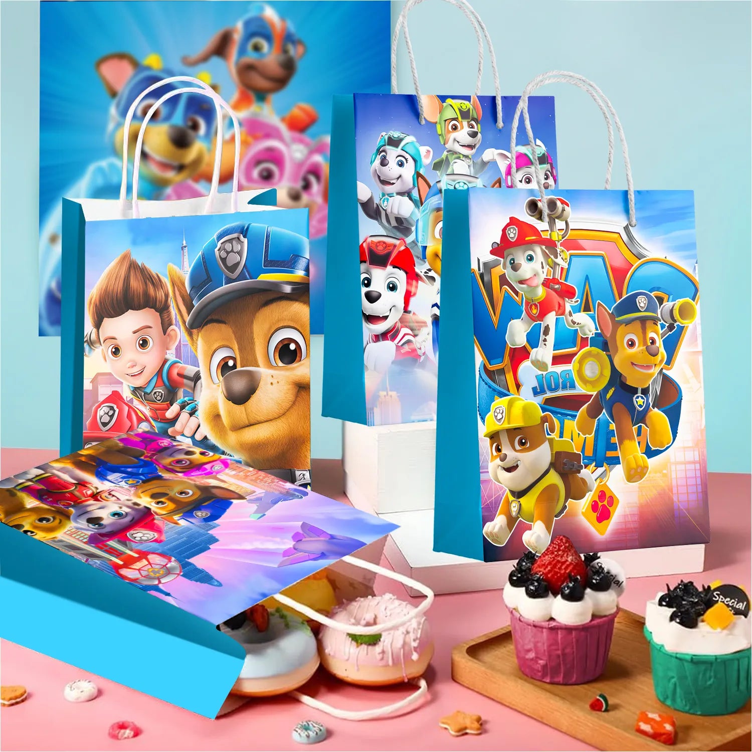 Paw Patrol Party Gift Bags - 16 Pcs Paw Patrol Party Bags, Paw Patrol Gift Bags, Paw Patrol Candy Bags for Boys/Girls Children's Paw Patrol Themed Birthday Party Decoration Supplies