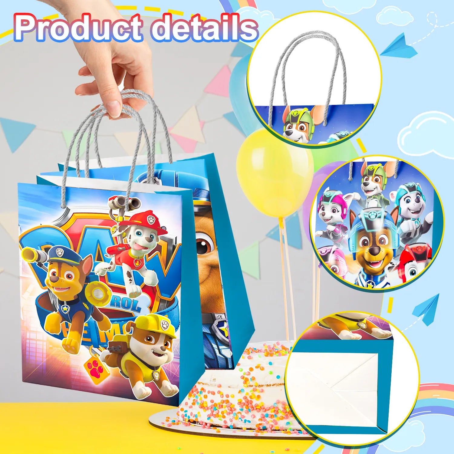 Paw Patrol Party Gift Bags - 16 Pcs Paw Patrol Party Bags, Paw Patrol Gift Bags, Paw Patrol Candy Bags for Boys/Girls Children's Paw Patrol Themed Birthday Party Decoration Supplies
