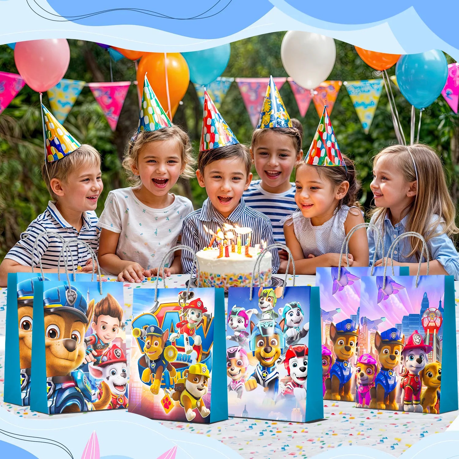Paw Patrol Party Gift Bags - 16 Pcs Paw Patrol Party Bags, Paw Patrol Gift Bags, Paw Patrol Candy Bags for Boys/Girls Children's Paw Patrol Themed Birthday Party Decoration Supplies