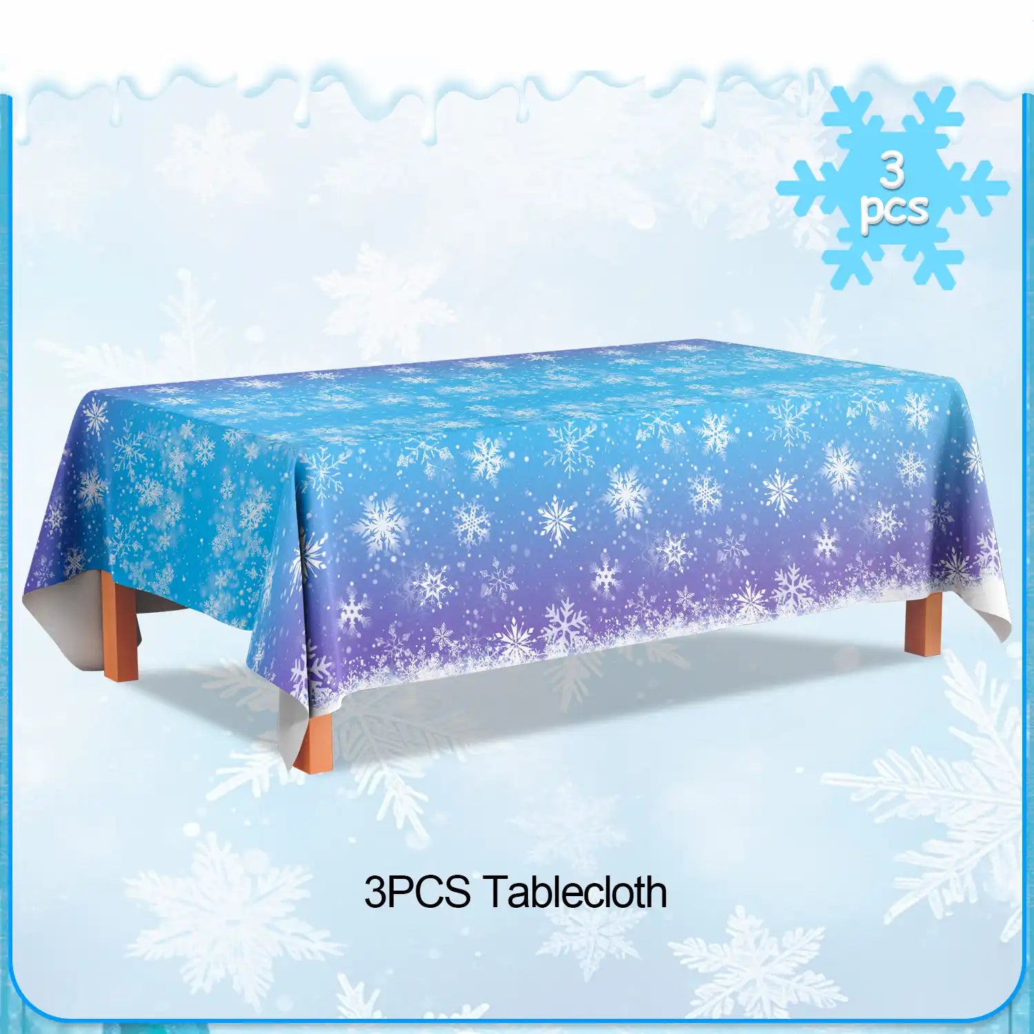 Snowflake Tableclot,3 Pcs Winter Wonderland Tablecloth Set-Winter Snowflake Party Tablecloth,Snowflake Table Cloth&Winter Snowflake Table Cover for Winter Wonderland Decorations&Snowflake Decorations