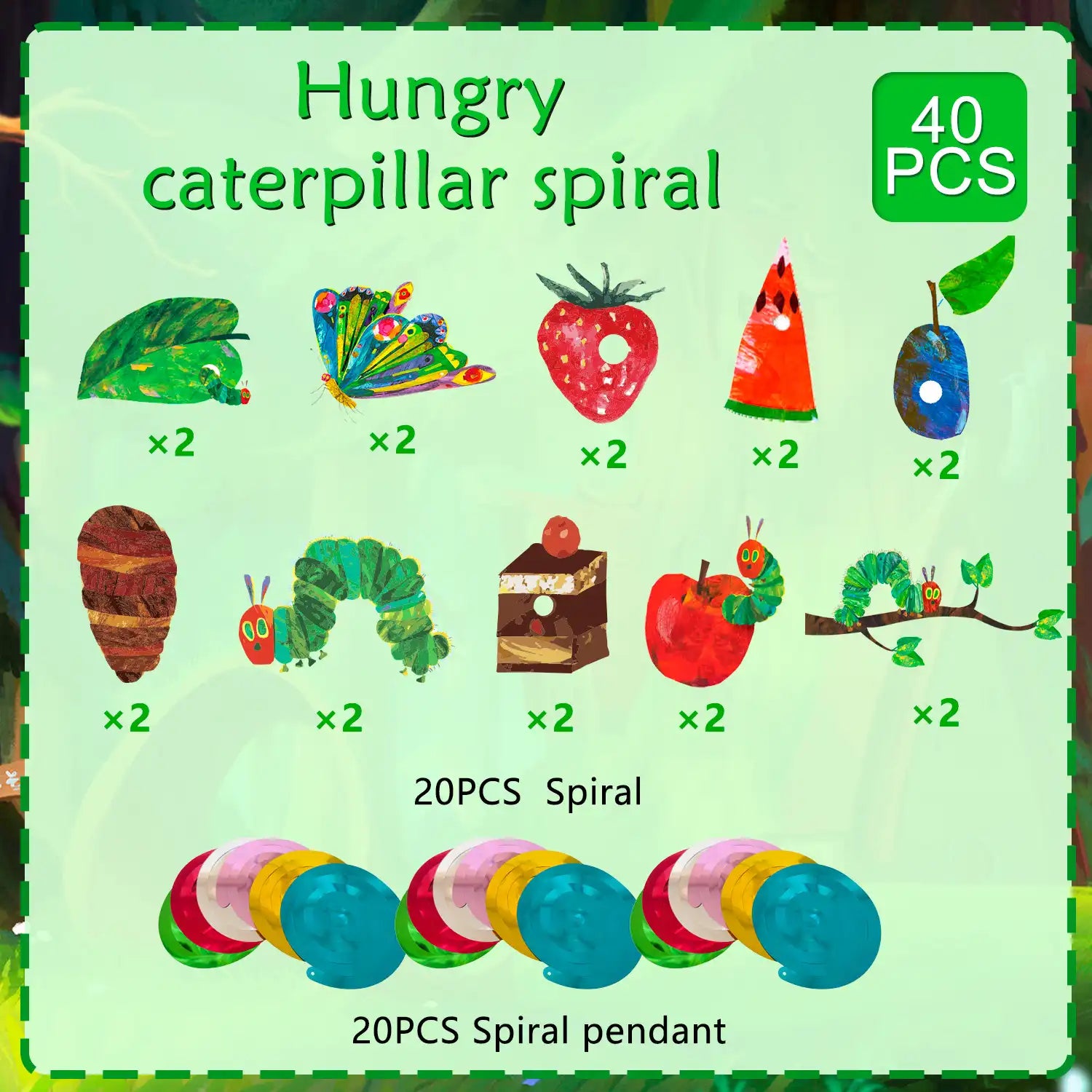 The Very Hungry Caterpillar Hanging Swirl, 20 Guests Hungry Caterpillar Birthday Hanging Swirl, Caterpillar Butterfly Theme Hanging Swirl for Hungry Caterpillar Birthday Decorations Supplies