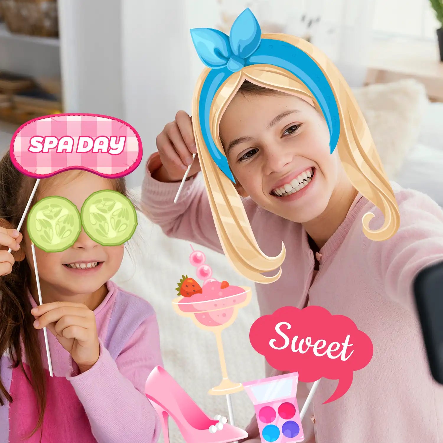 Spa Photo Booth Props, 28 Pcs Spa Day Photo Booth Props, Spa Party Photo Booth Props & Makeup Photo Booth Props for Makeup Birthday Party Decorations & Spa Birthday Party Decorations