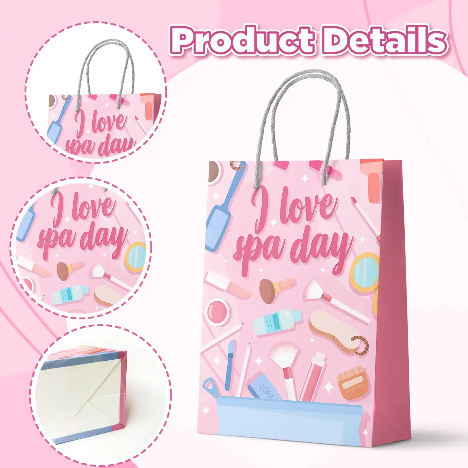 Spa Party Favor Bags, 24pcs Spa Party Gift Bags Spa Party Goodie Bags Spa Party Bags for Makeup Party Decorations, Spa Theme Party Bags for Spa Birthday Party Decorations