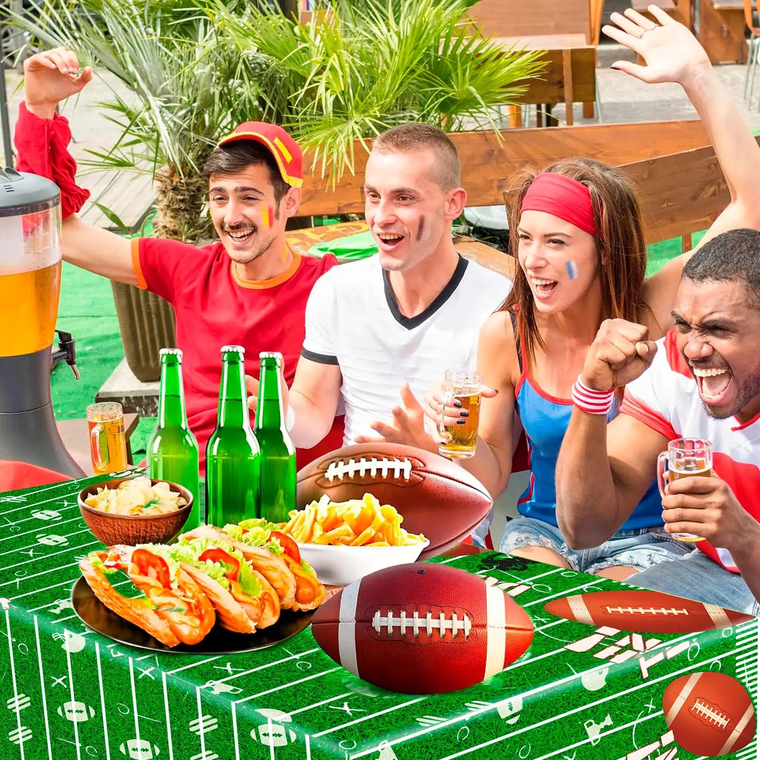 Football Tablecloth - 2 Pack Football Party Decorations Football Party Tablecloths, Football Birthday Party Tablecloth for Tailgate Party Superbowl Decorations Supplies, 53'' x 107''