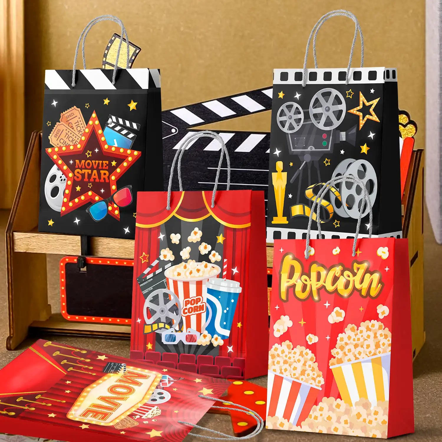 Movie Night Gift Bags, 24 Pcs Movie Night Treat Bags Set - Movie Night  Party Gift Bags, Movie Night Themed Goodie Bag & Movie Night Birthday Gift Bag for Movie Night Birthday Party Decorations
