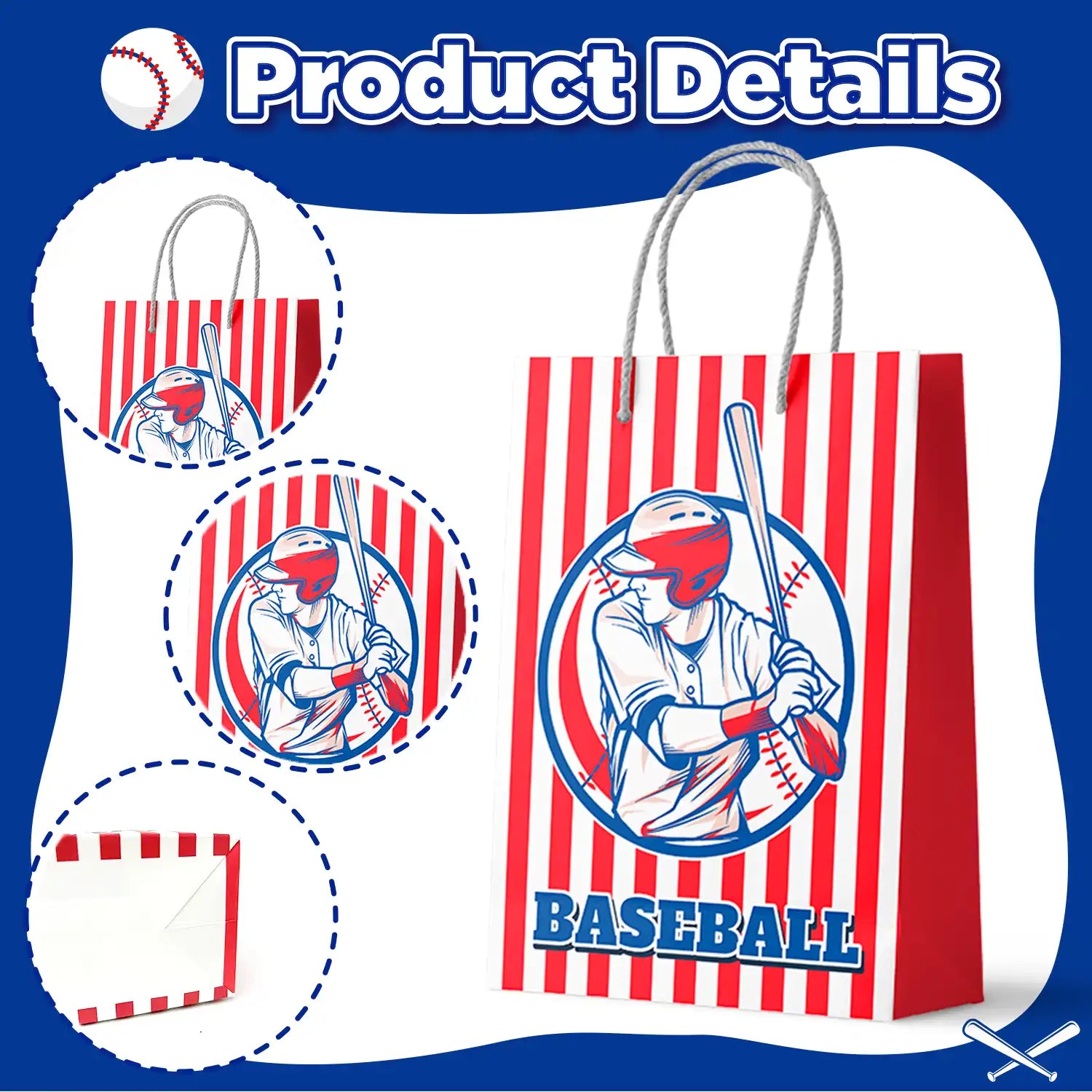Baseball Gift Bags, 24pcs Baseball Party Favor Bags Baseball Goodie Bags Baseball Treat Bags Baseball Candy Bags, Baseball Party Candy Bags for Kids Baseball Birthday Decorations Supplies