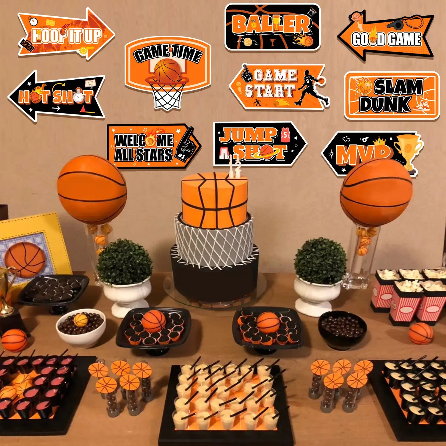 Basketball Party Sign, 20 Pcs Welcome Sign for Basketball Party, Basketball Party Yard Sign & Basketball Party Decorations Signs for Basketball Theme Party Decorations Supplies