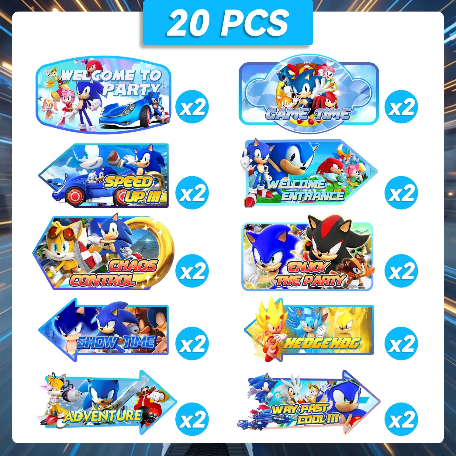 Sonic Fall Sign Posts Sonic Themed Party Directional Signs, 20pcs Sonic Directional Signs, S ...