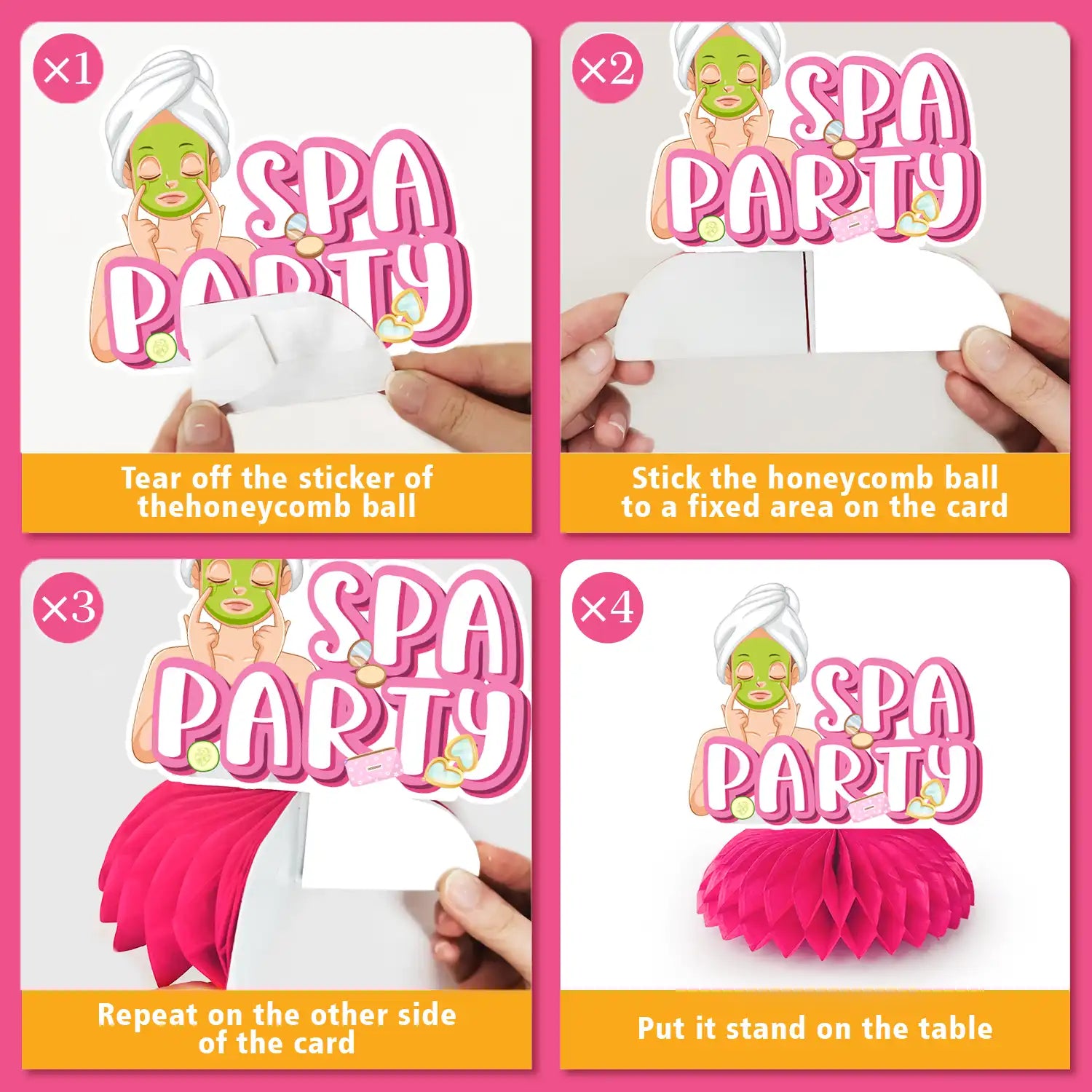 Spa Party Decorations, 9pcs Spa Honeycomb Centerpieces/Make Up Table Decorations/Spa Centerpieces for Tables/Spa Birthday Party Centerpieces, Spa Day Centerpiece for Makeup Birthday Party Decorations