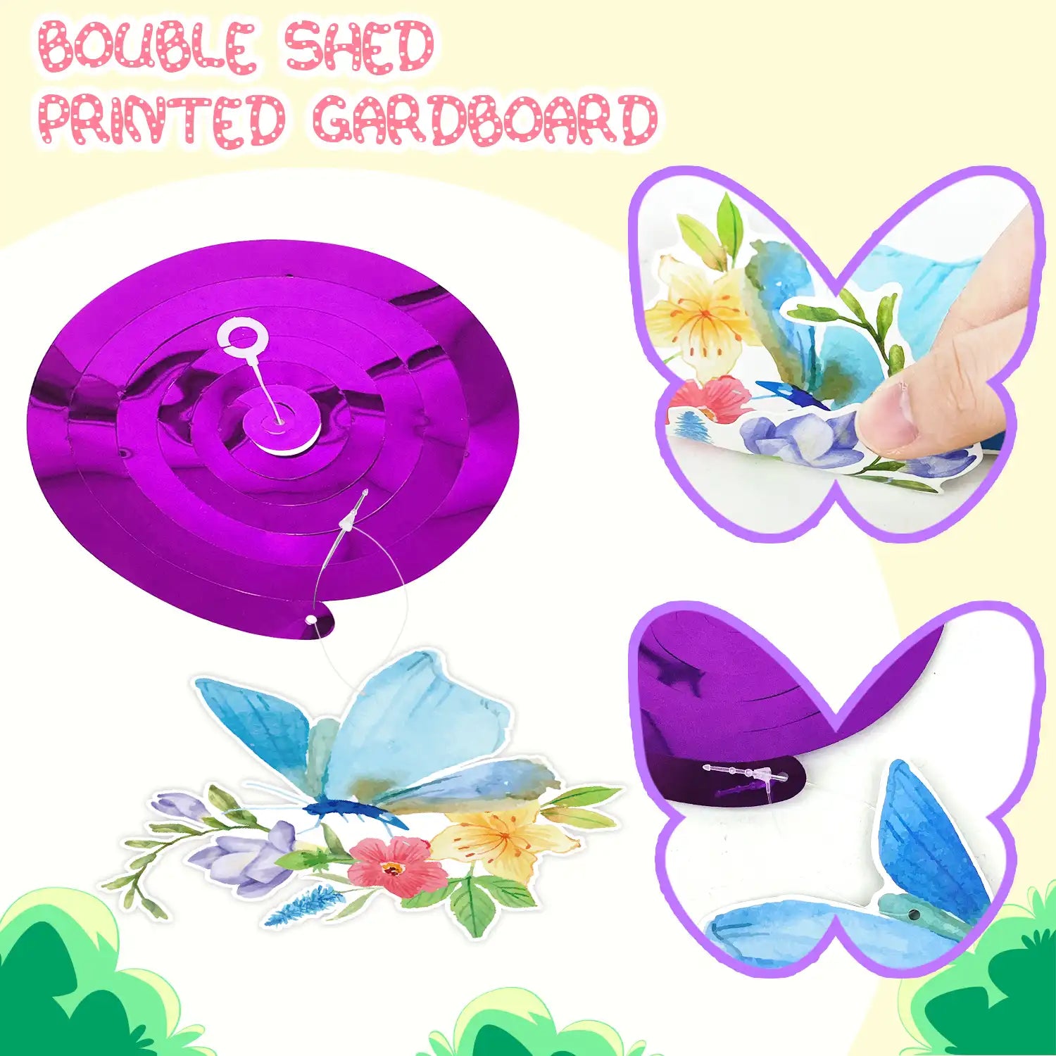 Butterfly Hanging Swirls - 57 Pcs Butterfly Themed Swirls, Butterfly Floral Hanging Swirl & Butterfly Hanging Ceiling Swirl for Butterfly Birthday Decorations & Butterfly Party Decorations