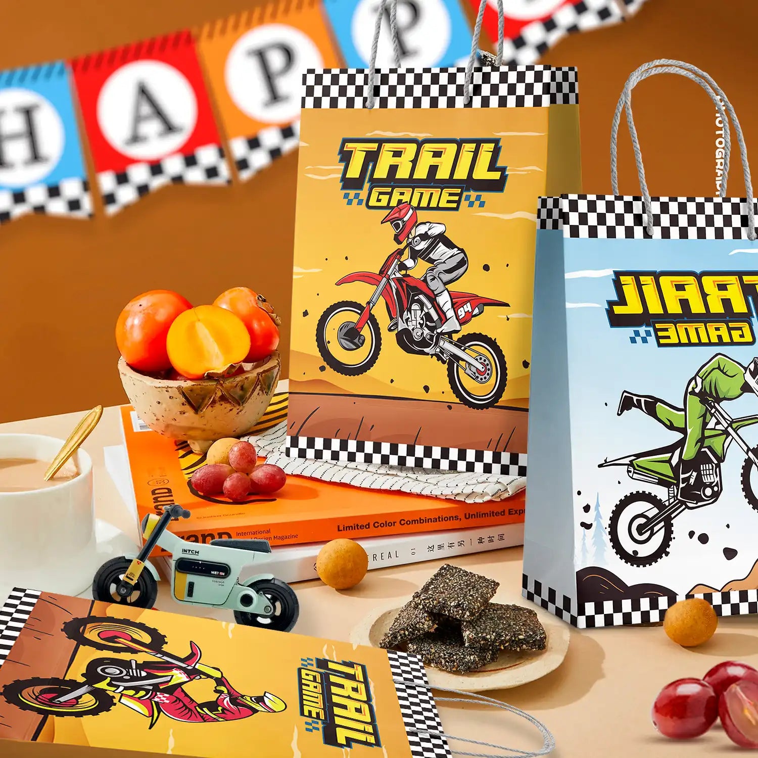 Motorcycle Party Gift Bags, 24 Pcs Dirt Bike Party Bags Set - Motocross Themed Party Favor Bags, Dirt Bike Party Gift Treat Bags & Dirt Bike Goodie Bags, for Dirt Bike Birthday Party Decorations