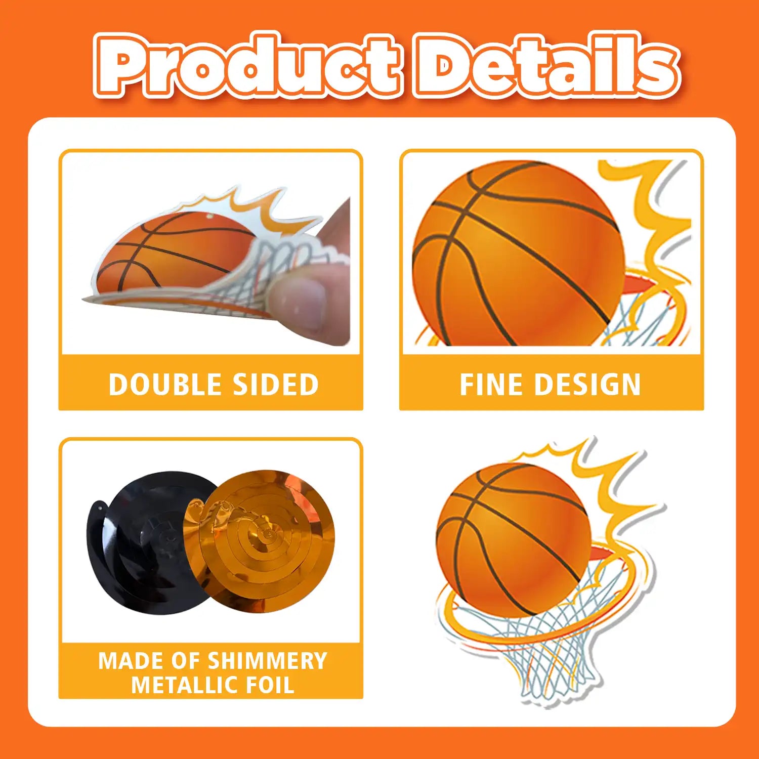 Basketball Party Hanging Swirls, 32pcs Basketball Hanging Swirl Decorations- 8 Double Swirls for Basketball Party Decorations & 24  Single Basketball Swirls Hanging for Boy Girl Basketball Theme Party