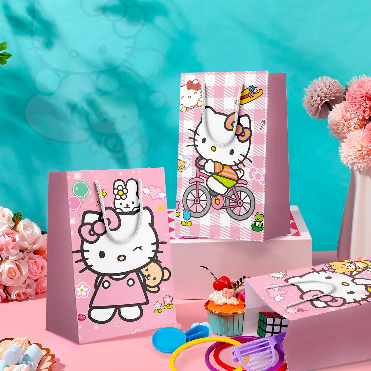 Hello Kitty Favor Bags - 24pcs Hello Kitty Party Bags, Hello Kitty Gift Bags, Hello Kitty Candy Bags for Girls Kids Hello Kitty Themed Birthday Party Decoration Supplies