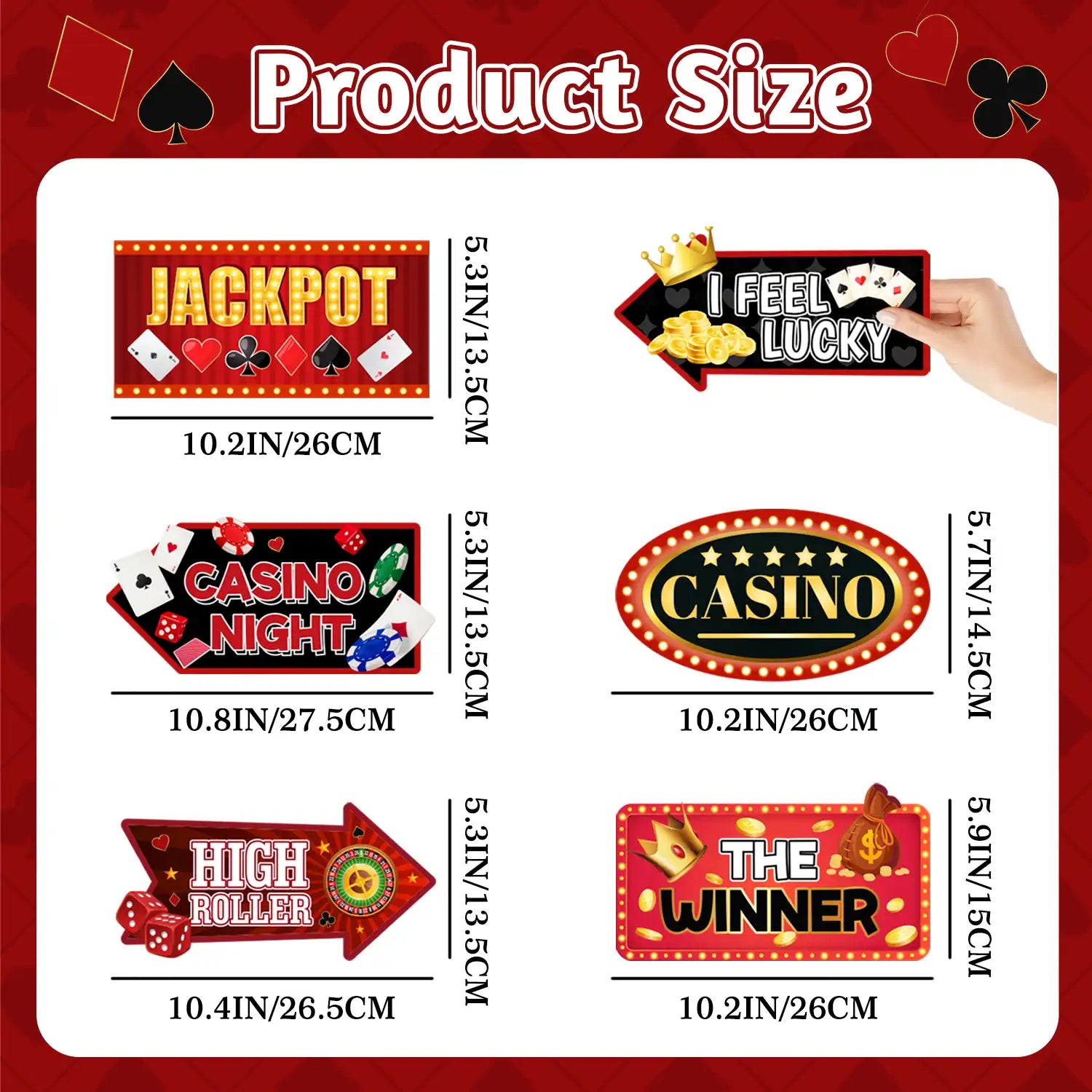 Casino Party Sign, 20 Pcs Casino Theme Party Sign, Las Vegas Party Signs & Casino-Themed Party Direction Sign, for Casino Photo Booth Props & Casino Theme Party Decorations