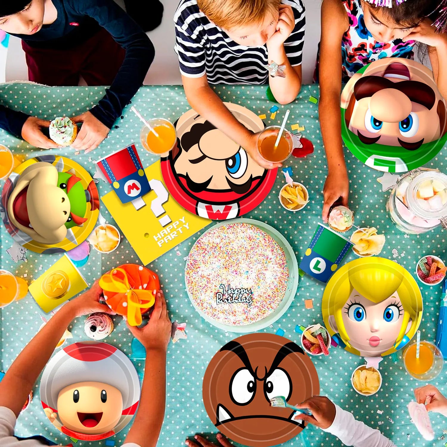 Mario Birthday Decorations Tableware,120pcs Mario Plates and Napkins Set- 30pcs 9''Mario Party Plates,30pcs 7''Super Mario Cake Plates and 30pcs Mario Napkins Cups for Mario Party Decorations Supplies