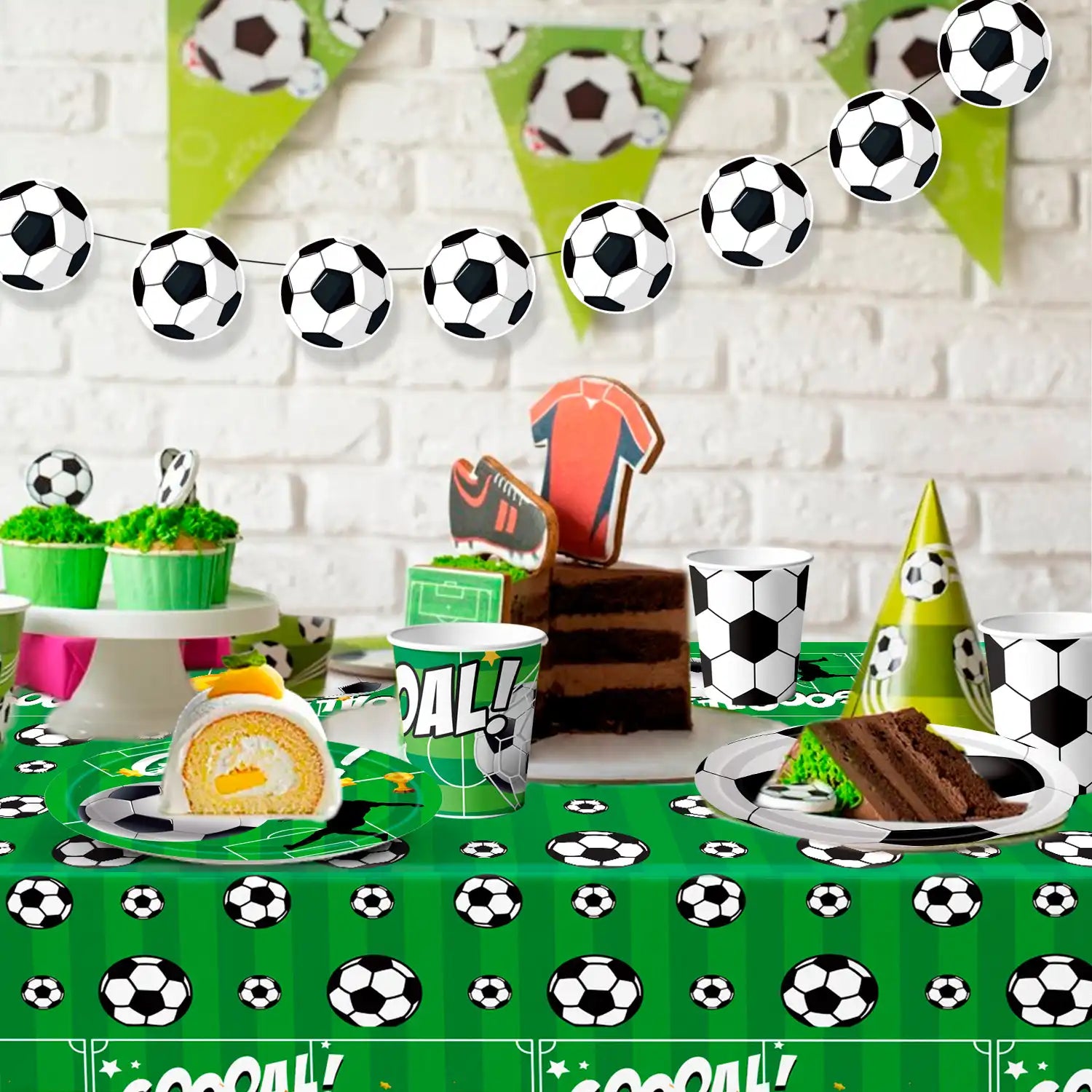 Soccer Party Tableware, Soccer Birthday Tableware Set - Coccer Plates and Napkins Table Cloth & Soccer Decoration Banner etc Soccer Theme Party Tableware for Soccer Birthday Party Decorations Supplies