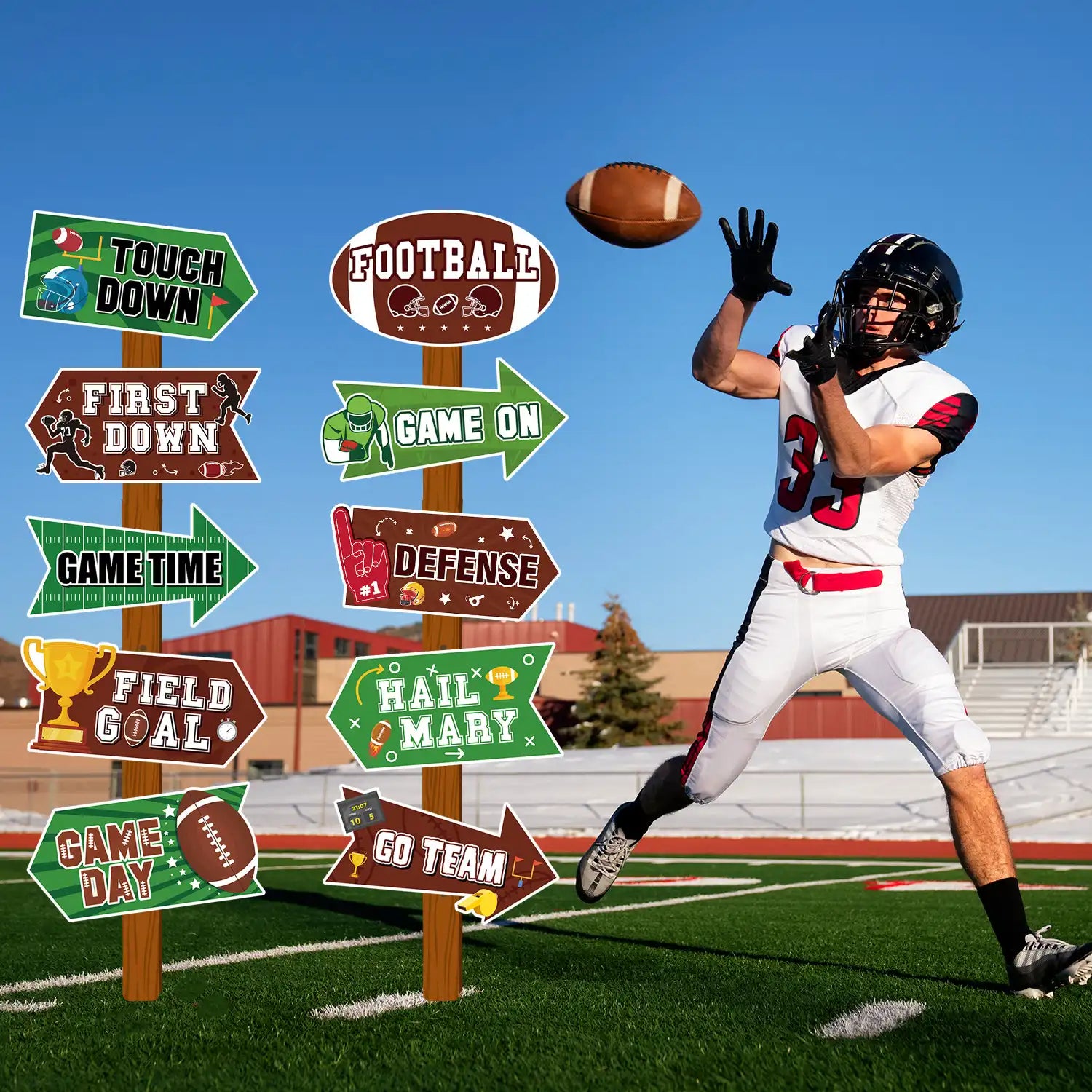 Football Party Signs, 20 Pcs Football Yard Signs Set - Football Team Party Signs, Rugby Party Sign & Football Yard Street Signs, for Football Party Decorations & Football Birthday Decorations