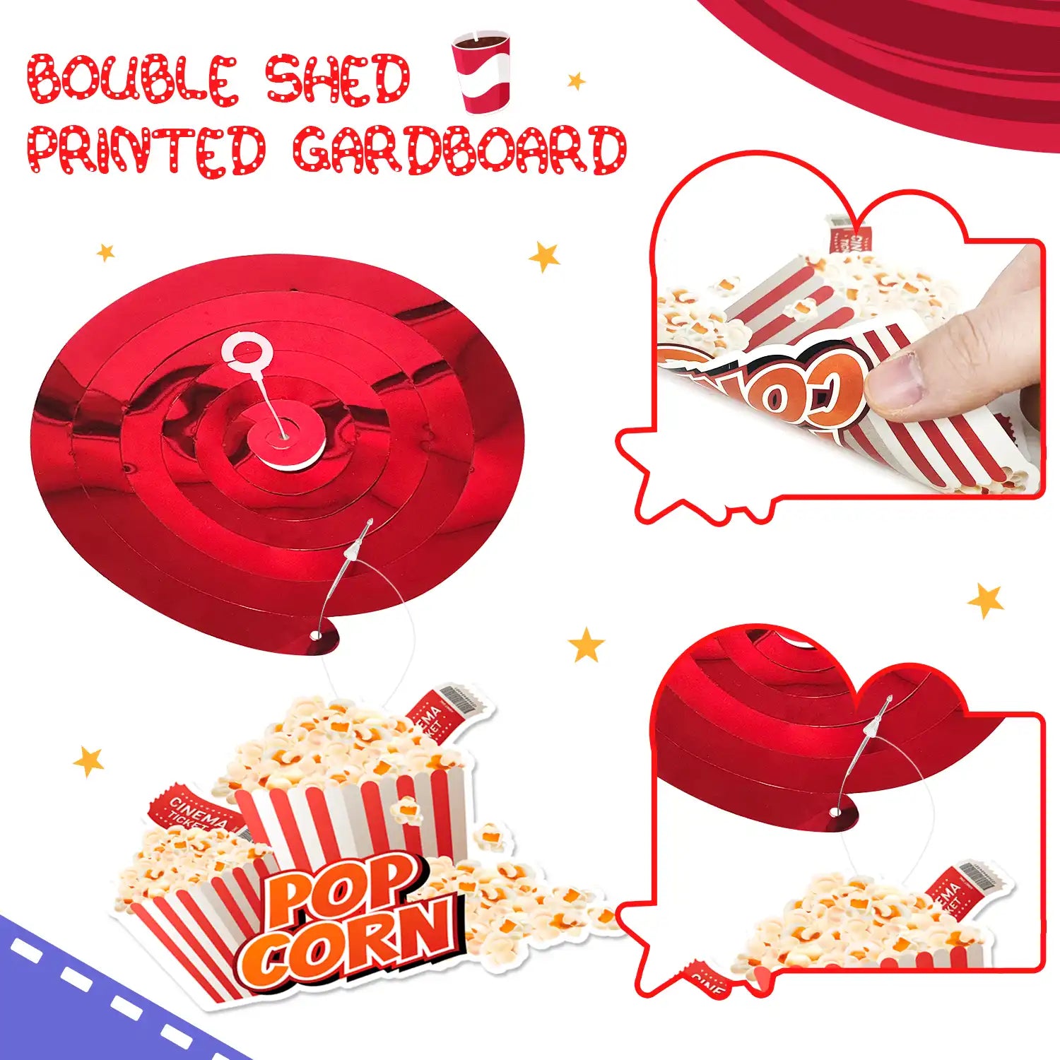 Movie Night Hanging Swirl Decorations, 57 Pcs Movie Night Party Hanging Swirls, Movie Party Decorations Spiral & Movie Night Swirls for Movie Night Hanging Decorations & Movie Night Party Decorations