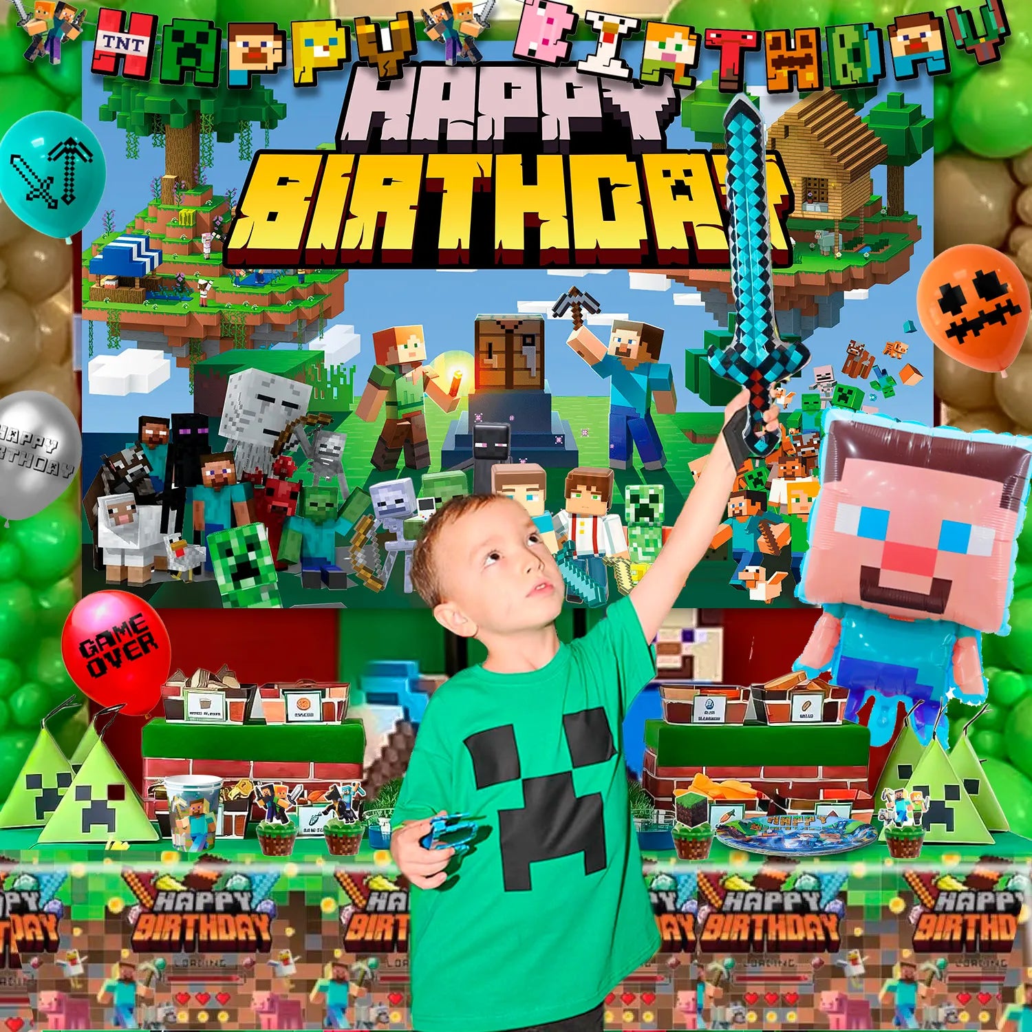 Minecraft Birthday Party Supplies, 10-Persons Minecraft Birthday Decor ...