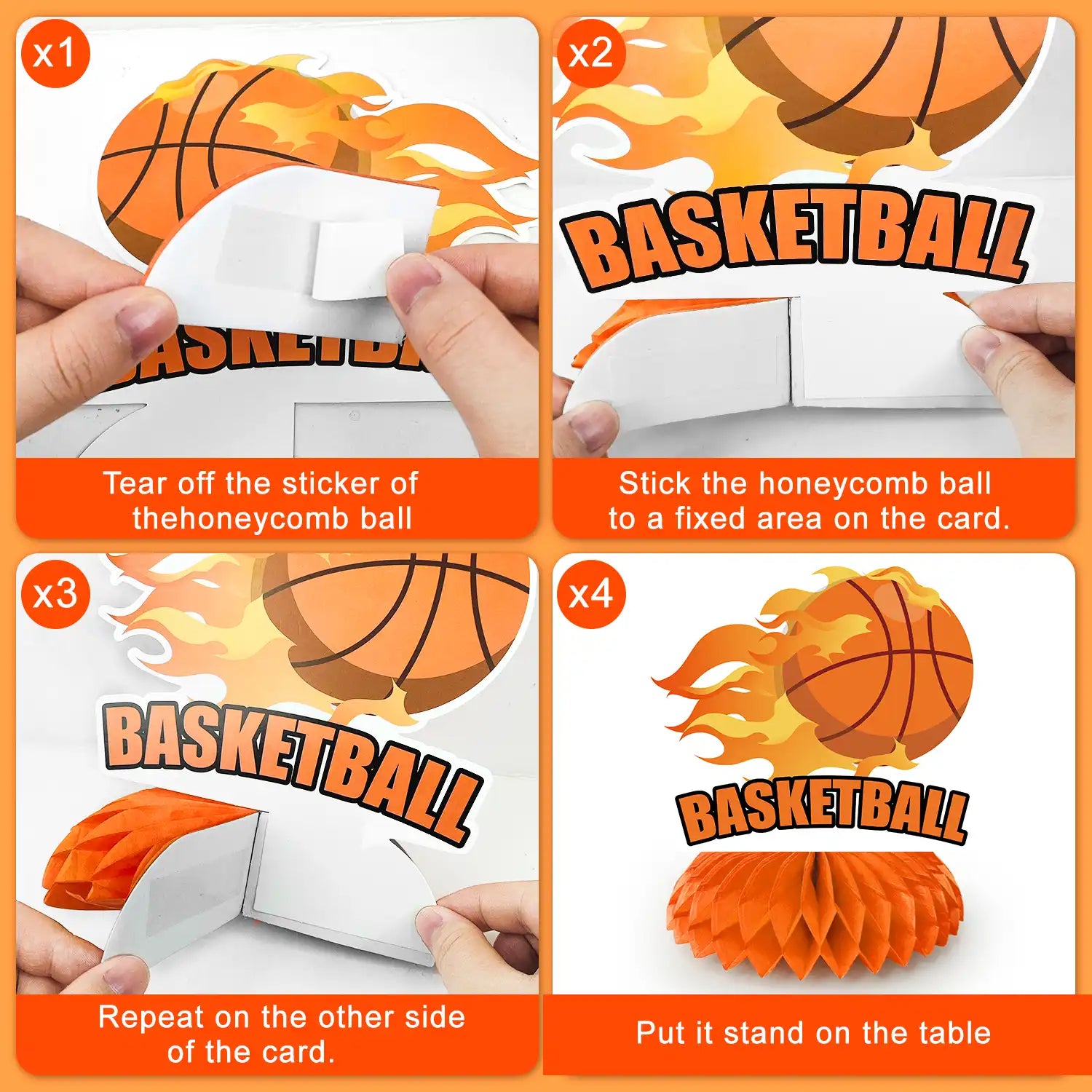 Basketball Honeycomb Centerpiece, 9pcs Basketball Birthday Honeycomb Centerpiece, Basketball Party Honeycomb Centerpieces & Basketball Centerpieces for Table, for Basketball Party Decorations Supplies
