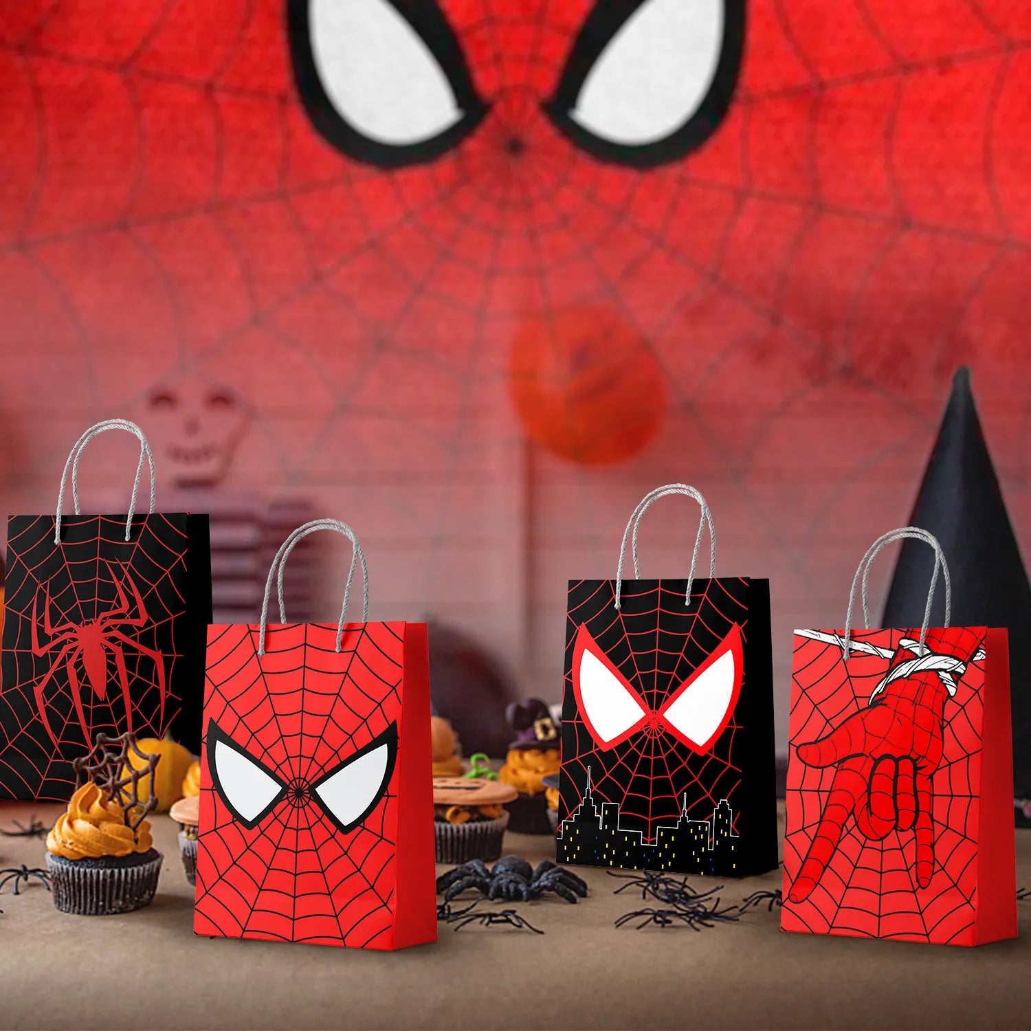 Spiderman Goodie Bags - 24pcs Spiderman Party Bags, Spiderman Gift Bags, Spiderman Candy Bags for Boys/Girls Kids Spiderman Theme Birthday Party Decorations Suppilies