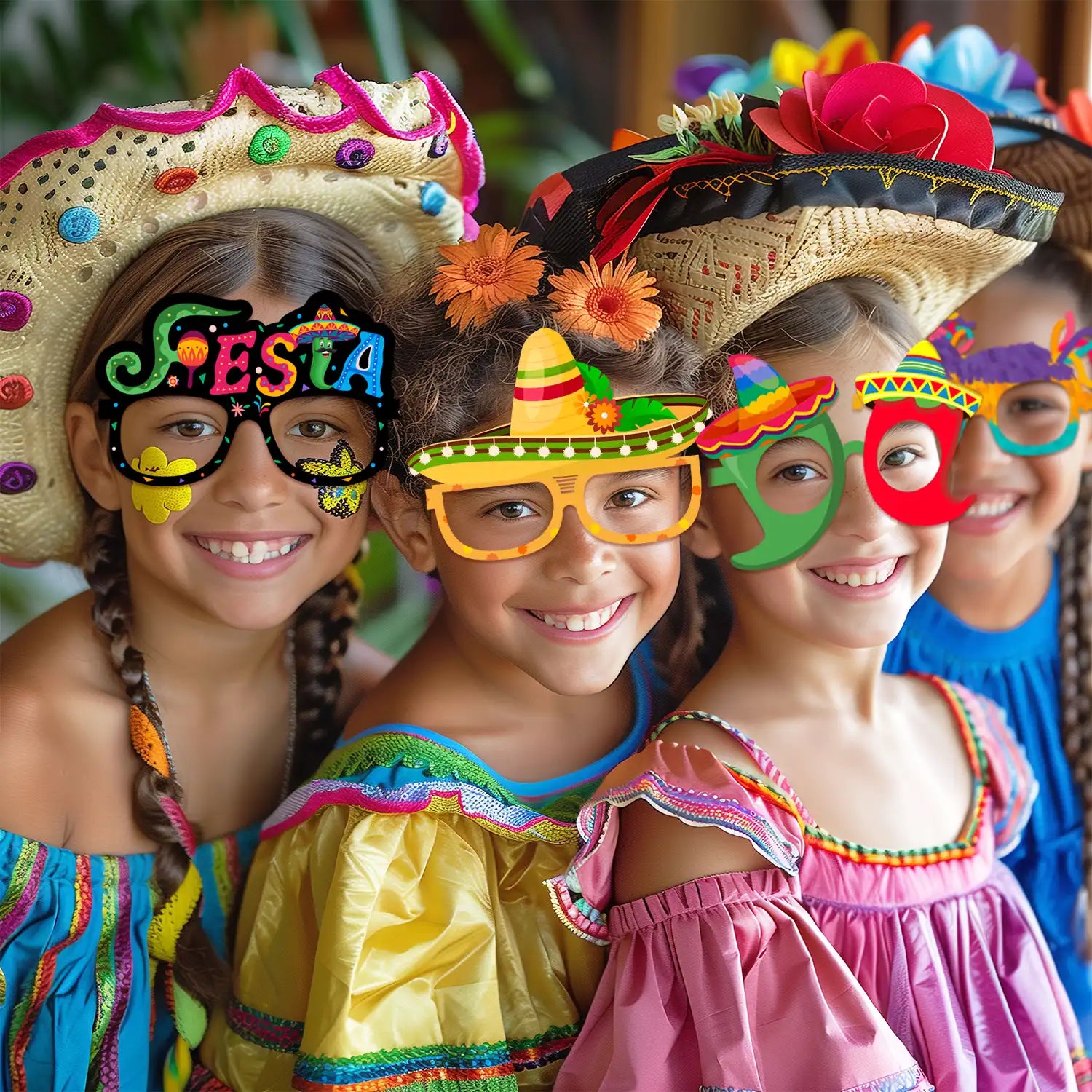 Mexican Fiesta Party Glasses, 36 Pcs Mexican Party Paper Glasses Set - Fiesta Paper Eyeglasses, Mexican Fiesta Eyeglasses & Cinco De Mayo Paper Glasses for Mexican Birthday Party Decorations