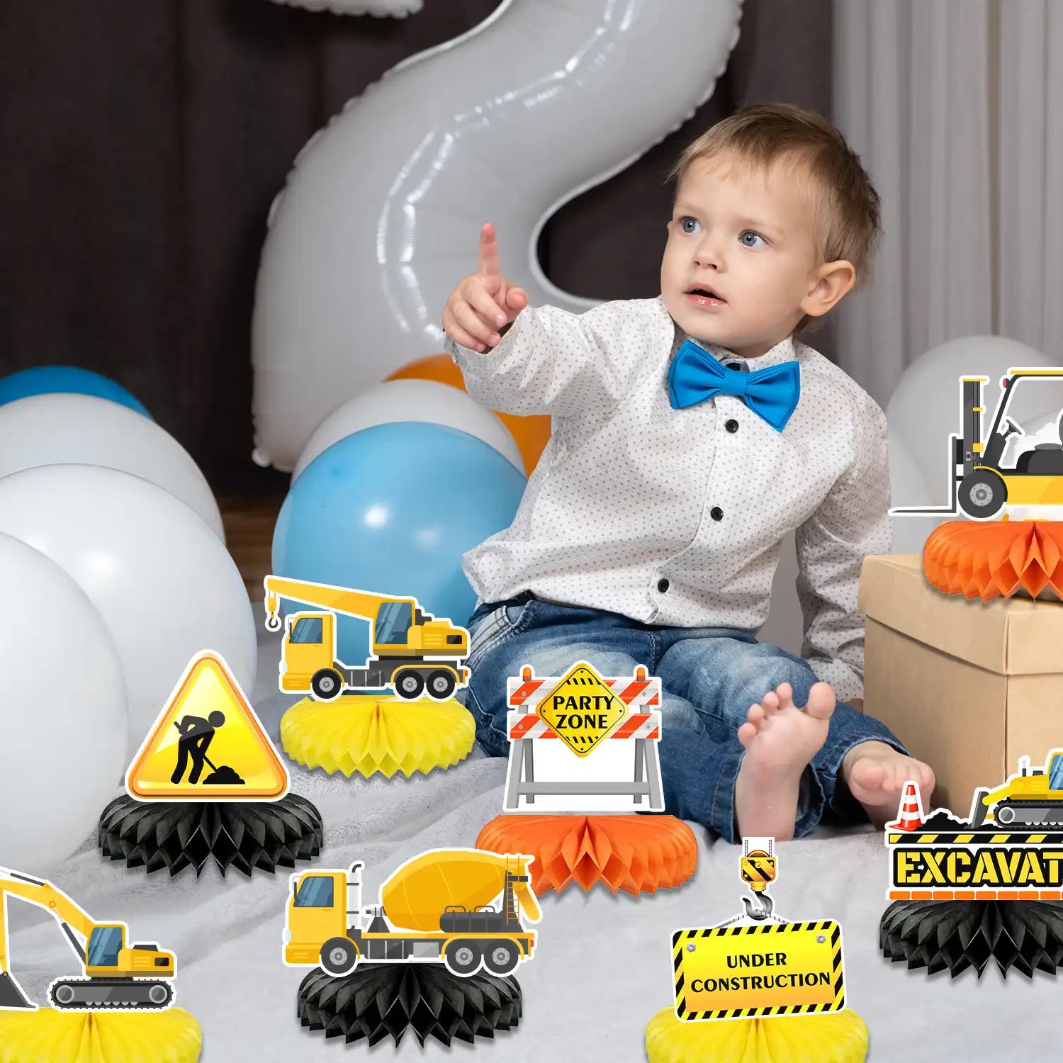 Construction Honeycomb Centerpieces,9pcs Construction Party Centerpieces,Construction Truck Honeycomb Centerpieces & Excavator Honeycomb Decoration,for Construction Birthday Party Supplies Decorations