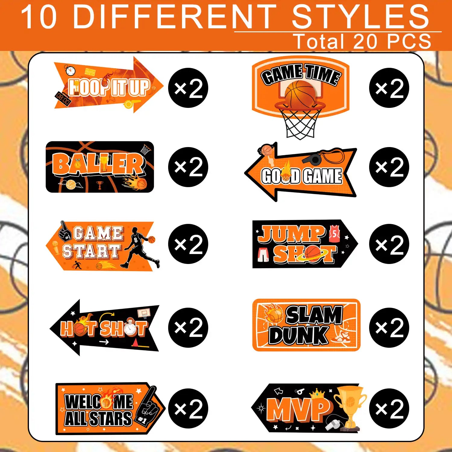 Basketball Party Sign, 20 Pcs Welcome Sign for Basketball Party, Basketball Party Yard Sign & Basketball Party Decorations Signs for Basketball Theme Party Decorations Supplies