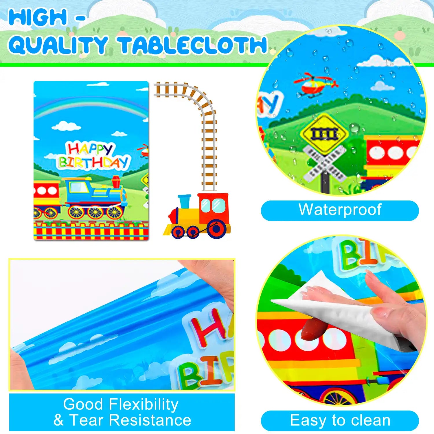 Chugga Chugga Two Two Party Decorations, 16 Guests Train Birthday Decorations & Train Party Tableware Set- Train Plates Cups Napkins Tablecloth Banner Balloons Backdrop etc Train Birthday Party Supplies