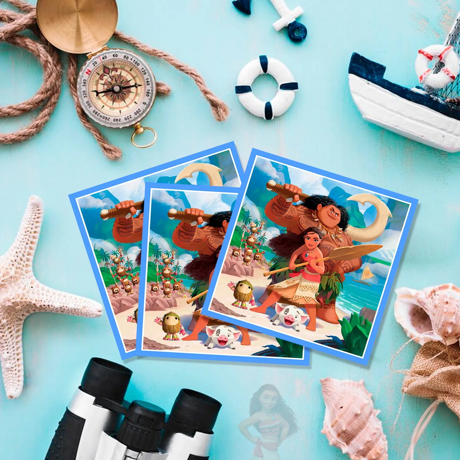 Moana Party Napkin Set, 10 Moana Party Napkins for Moana Birthday Party Supplies, Moana Themed Party Decorations