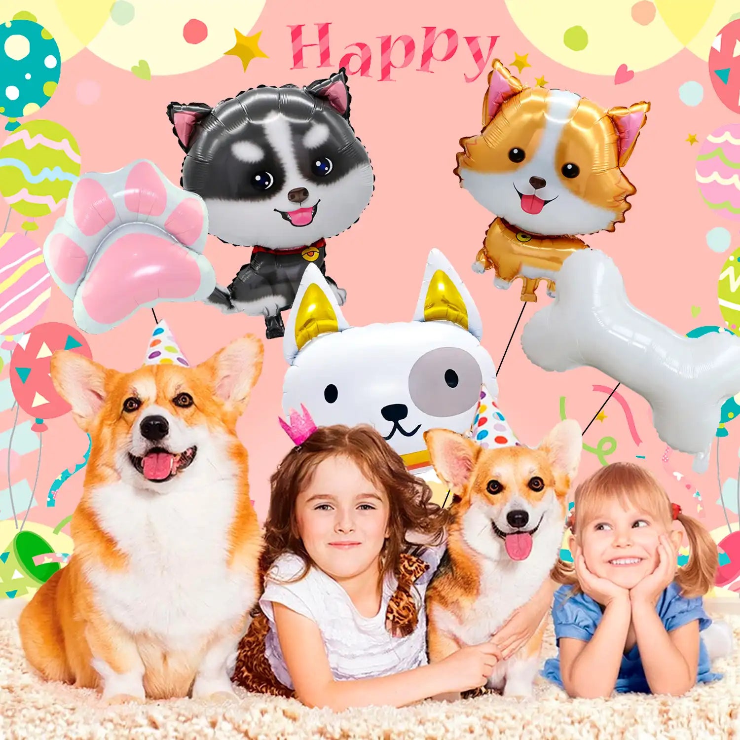 Dog Balloons, 7 Pcs Dog Birthday Balloons Decorations Set - Puppy Balloons, Paw Balloons & Dog Bone Balloon for Dog Birthday Decorations & Dog Themed Birthday Party Decorations
