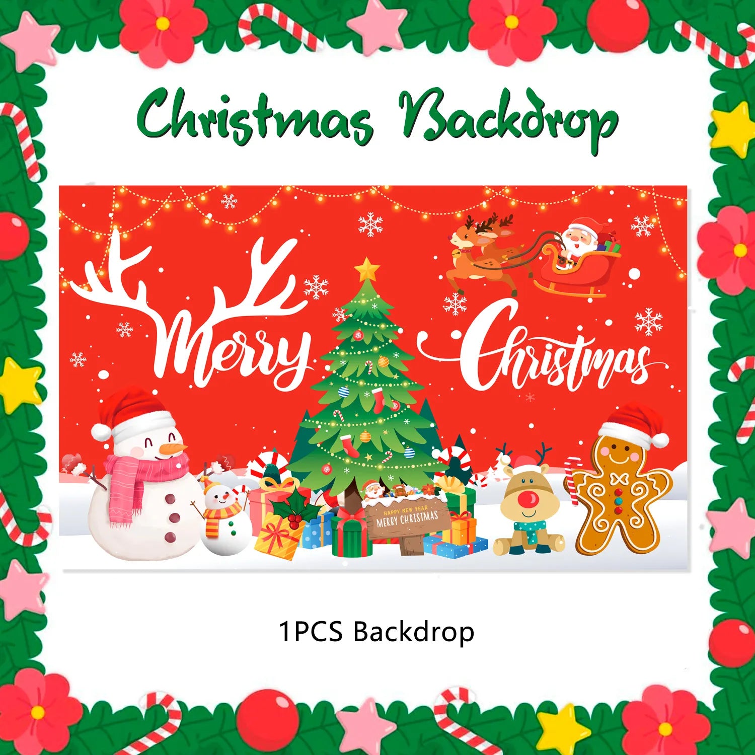 Merry Christmas Backdrop,71x43'' Merry Christmas Party Backdrop - Merry Christmas Banner Backdrop,Christmas Background & Christmas Backdrops for Photography, Perfect for Christmas Party Decorations