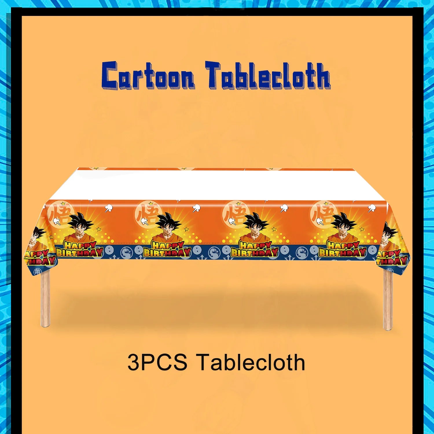 Dragon Ball Party Tablecloth, 3 Pcs Dragon Ball Party Decoration Tablecloth Set - Dragon Ball Tablecloth, Dragon Ball Party Tablecloth, for Dragon Ball Birthday Party Supplies