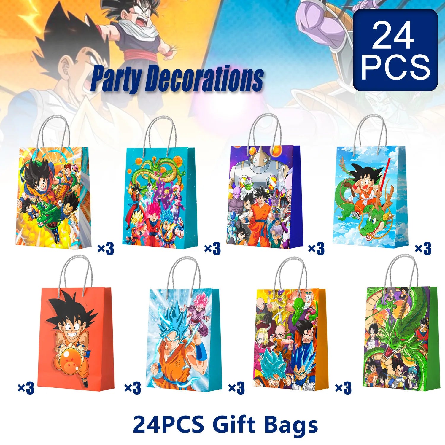 Dragon Ball Bags - 24pcs Dragon Ball Party Bags, Dragon Ball Gift Bags, Dragon Ball Candy Bags for Boys/Girls Kids Dragon Ball Birthday Party Decorations Suppilies