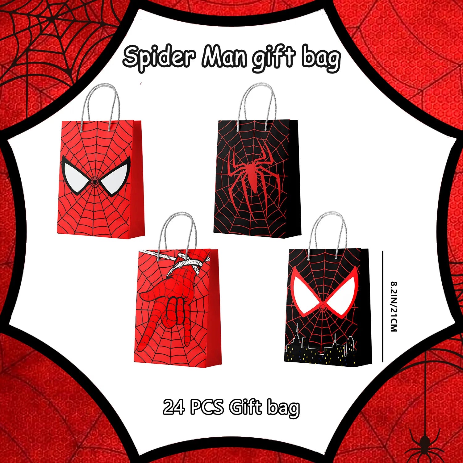 Spiderman Goodie Bags - 24pcs Spiderman Party Bags, Spiderman Gift Bags, Spiderman Candy Bags for Boys/Girls Kids Spiderman Theme Birthday Party Decorations Suppilies