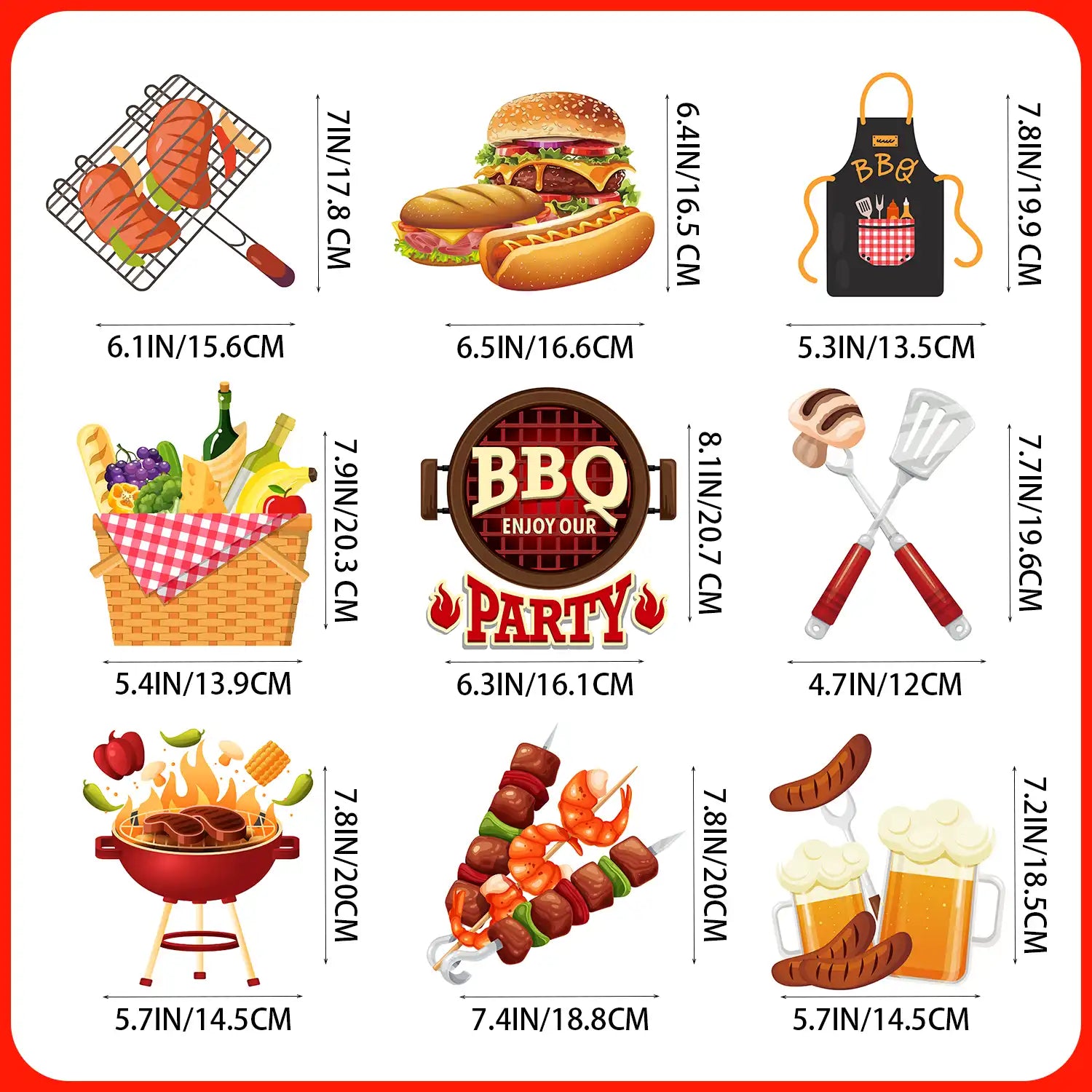 9pcs BBQ Baby Shower Centerpieces, Summer BBQ Centerpieces Summer BBQ Table Decor BBQ Theme Honeycomb Centerpieces for Picnic Party Decorations Supplies Summer Barbecue Holidays Supplies