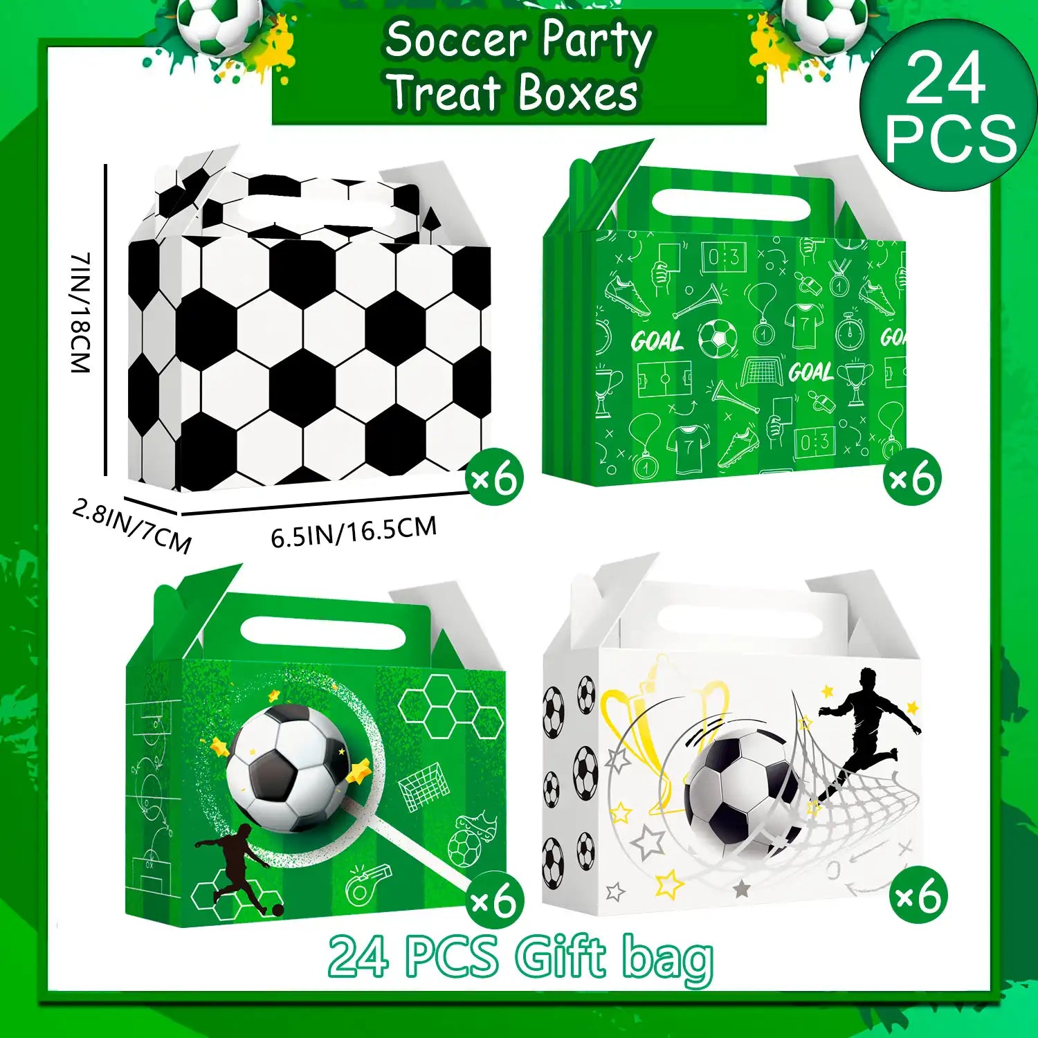Soccer Party Treat Boxes, 24 Pcs Soccer Goody Boxes Set - Soccer Theme Party Favor Boxes, Soccer Party Candy Boxes & Soccer Gift Box for Soccer Birthday Party Decorations