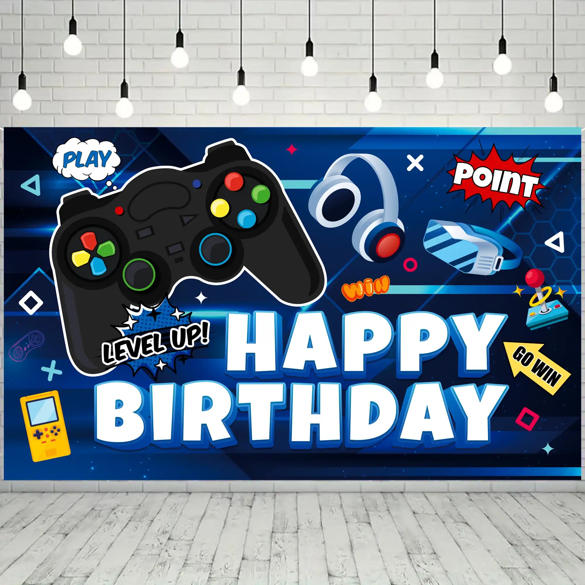 Video Game Birthday Decorations, 71'' x 43'' Gamer Backdrop Video Game Backdrop Video Game Birthday Backdrop Gaming Theme Party Background, Gaming Theme Backdrop for Gamer Party Decorations