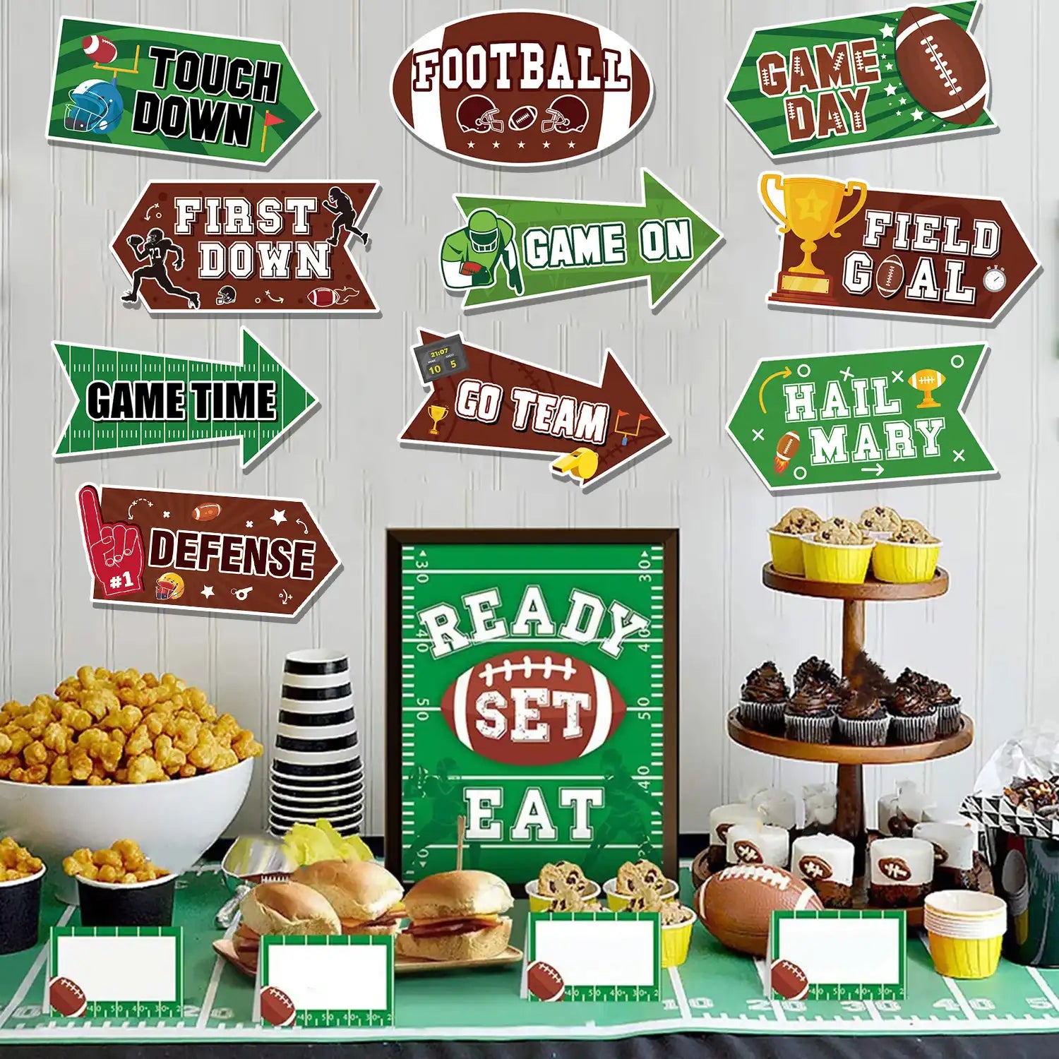 Football Party Signs, 20 Pcs Football Yard Signs Set - Football Team Party Signs, Rugby Party Sign & Football Yard Street Signs, for Football Party Decorations & Football Birthday Decorations